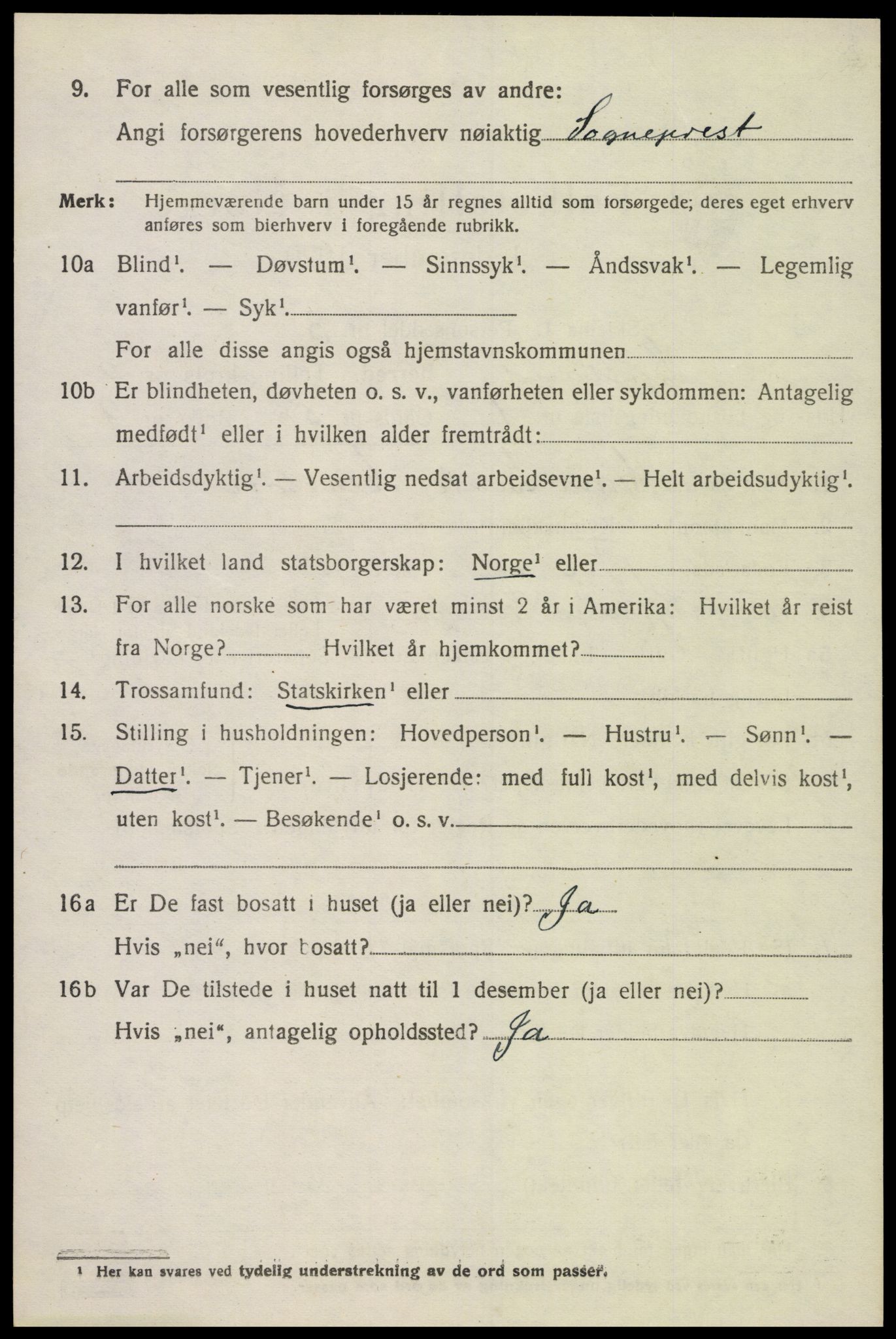 SAK, 1920 census for Bjelland, 1920, p. 708