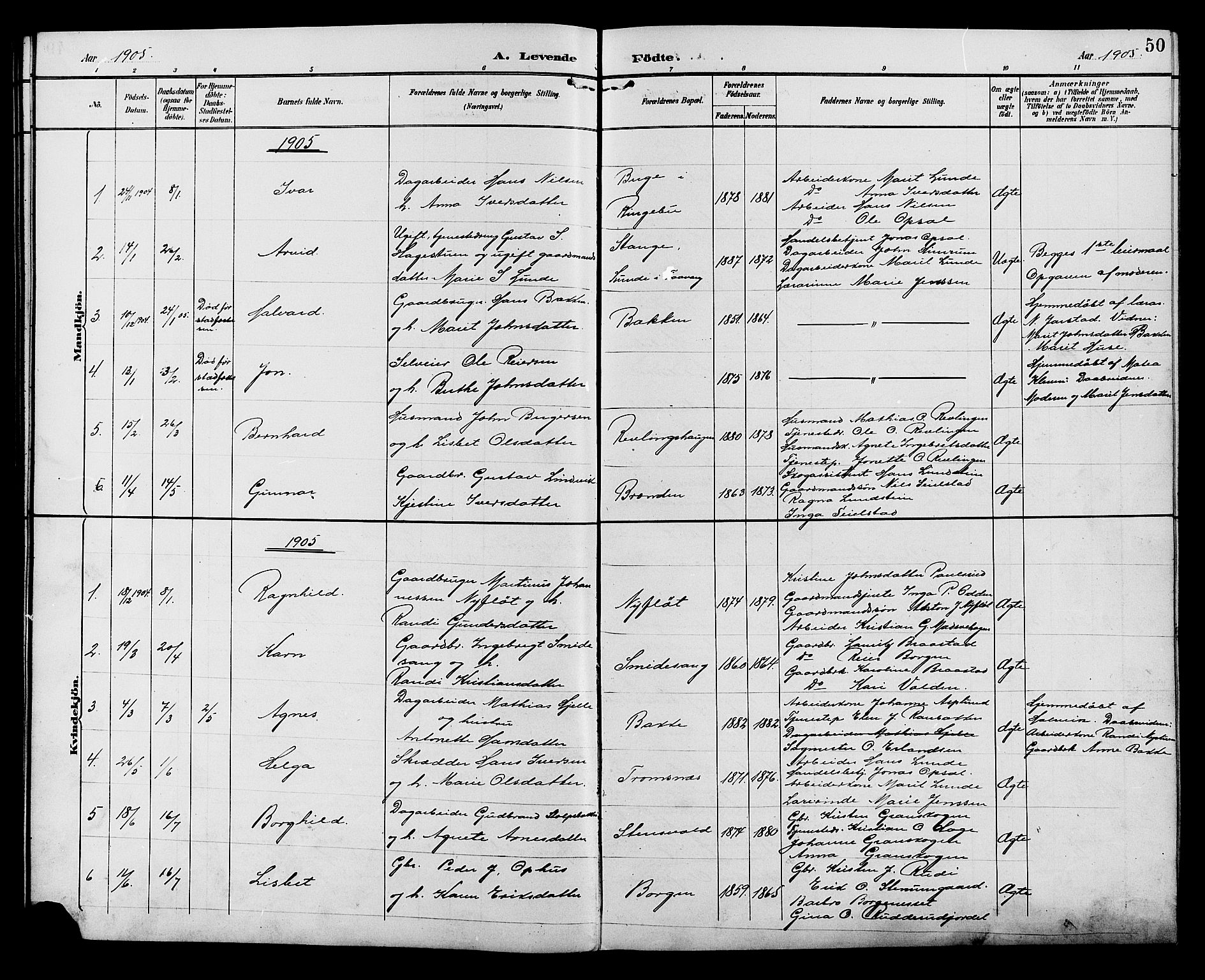 Ringebu prestekontor, AV/SAH-PREST-082/H/Ha/Hab/L0007: Parish register (copy) no. 7, 1890-1910, p. 50