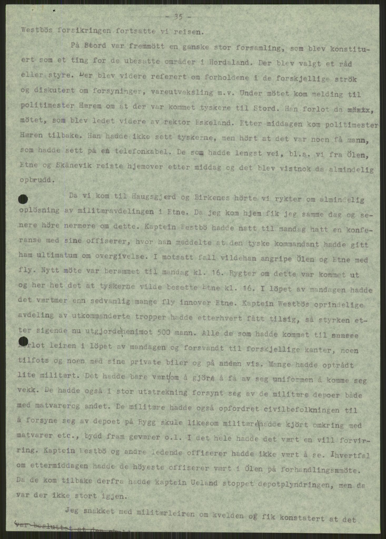 Forsvaret, Forsvarets krigshistoriske avdeling, AV/RA-RAFA-2017/Y/Ya/L0015: II-C-11-31 - Fylkesmenn.  Rapporter om krigsbegivenhetene 1940., 1940, p. 285