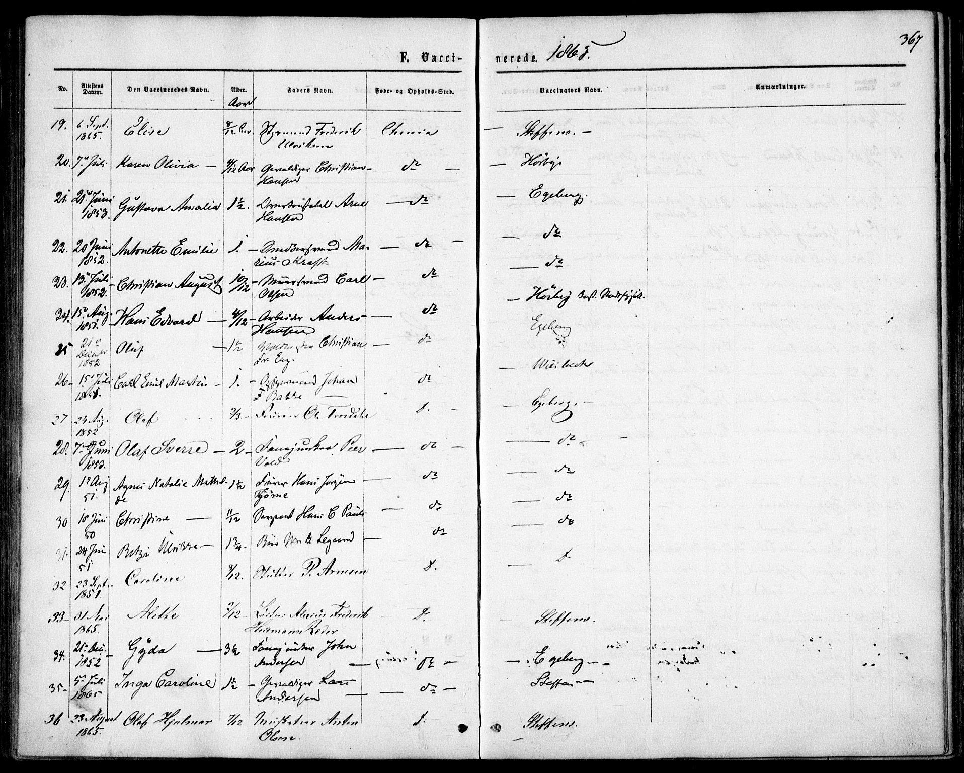 Garnisonsmenigheten Kirkebøker, AV/SAO-A-10846/F/Fa/L0010: Parish register (official) no. 10, 1859-1869, p. 367