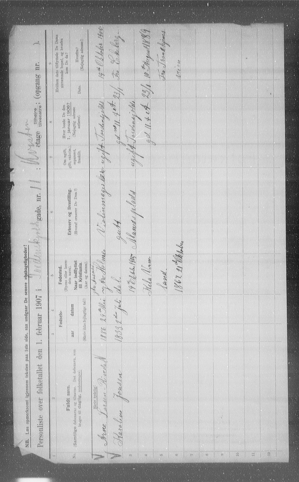 OBA, Municipal Census 1907 for Kristiania, 1907, p. 57862