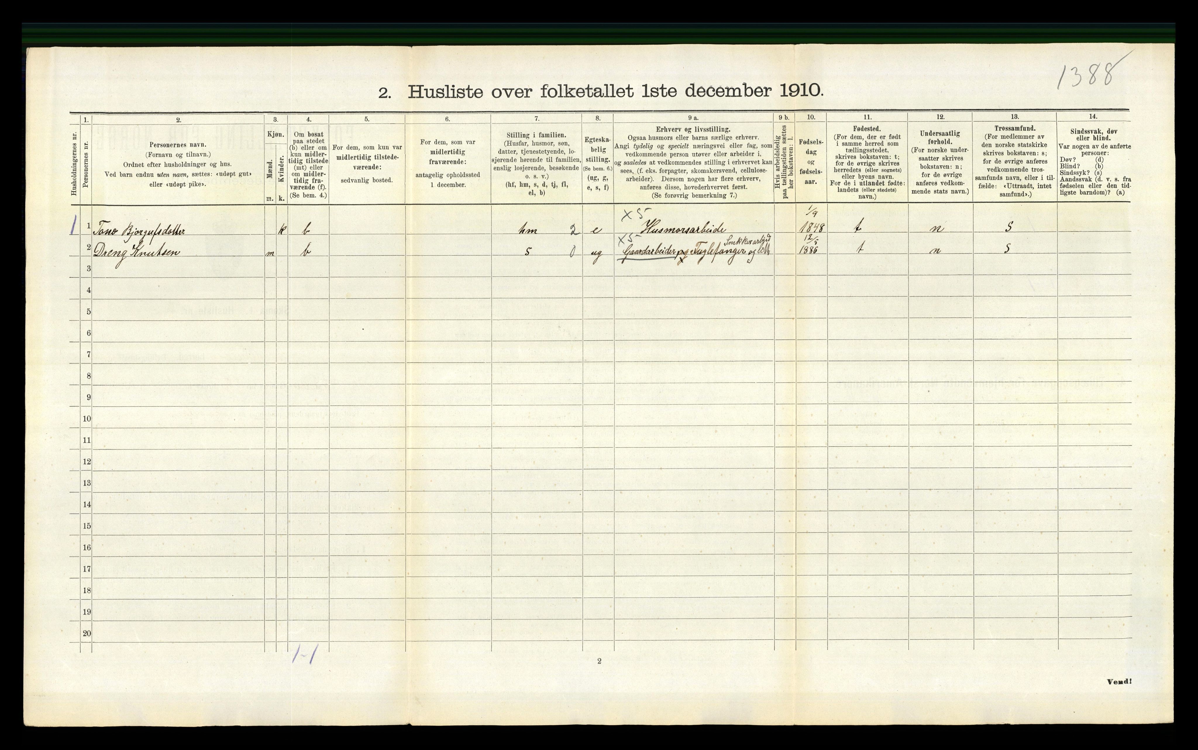 RA, 1910 census for Valle, 1910, p. 130