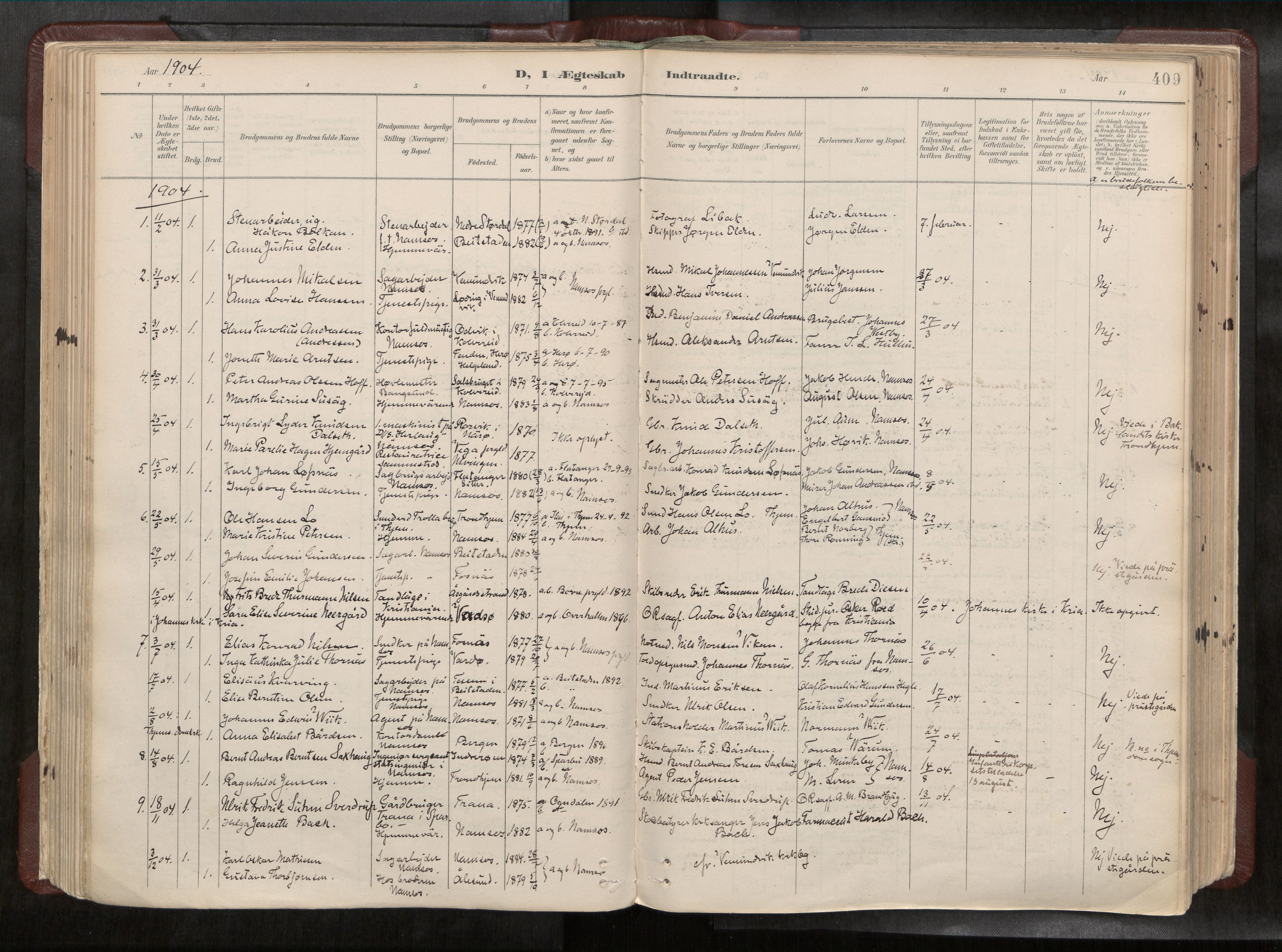 Ministerialprotokoller, klokkerbøker og fødselsregistre - Nord-Trøndelag, SAT/A-1458/768/L0579a: Parish register (official) no. 768A14, 1887-1931, p. 409