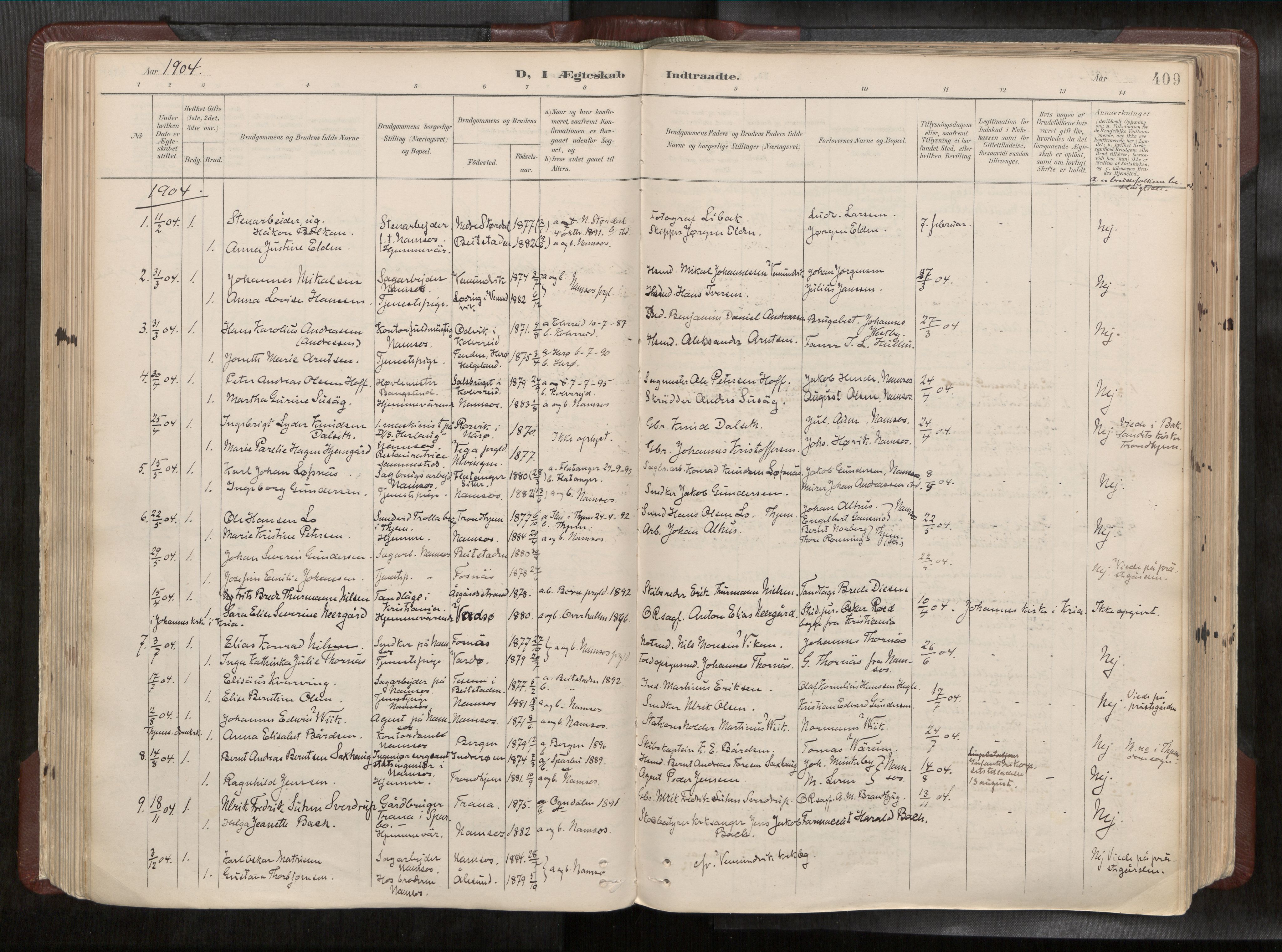 Ministerialprotokoller, klokkerbøker og fødselsregistre - Nord-Trøndelag, AV/SAT-A-1458/768/L0579a: Parish register (official) no. 768A14, 1887-1931, p. 409