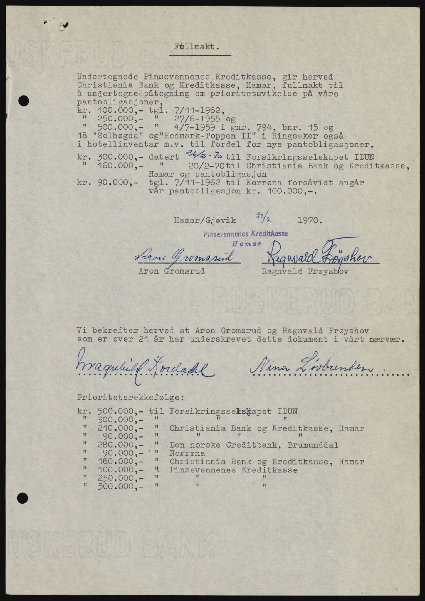 Nord-Hedmark sorenskriveri, SAH/TING-012/H/Hc/L0033: Mortgage book no. 33, 1970-1970, Diary no: : 1108/1970