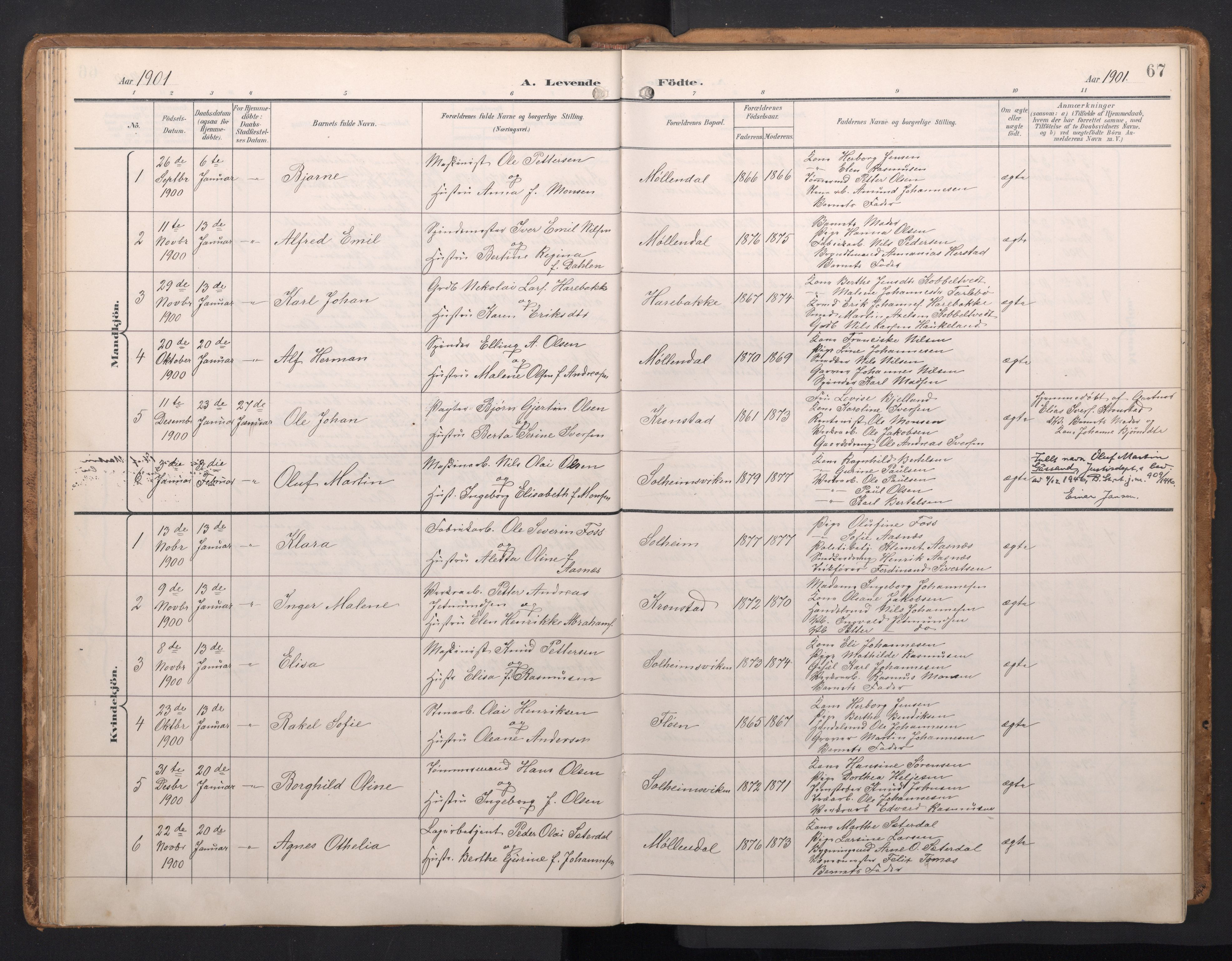Årstad Sokneprestembete, SAB/A-79301/H/Hab/L0002: Parish register (copy) no. A 2, 1896-1912, p. 66b-67a