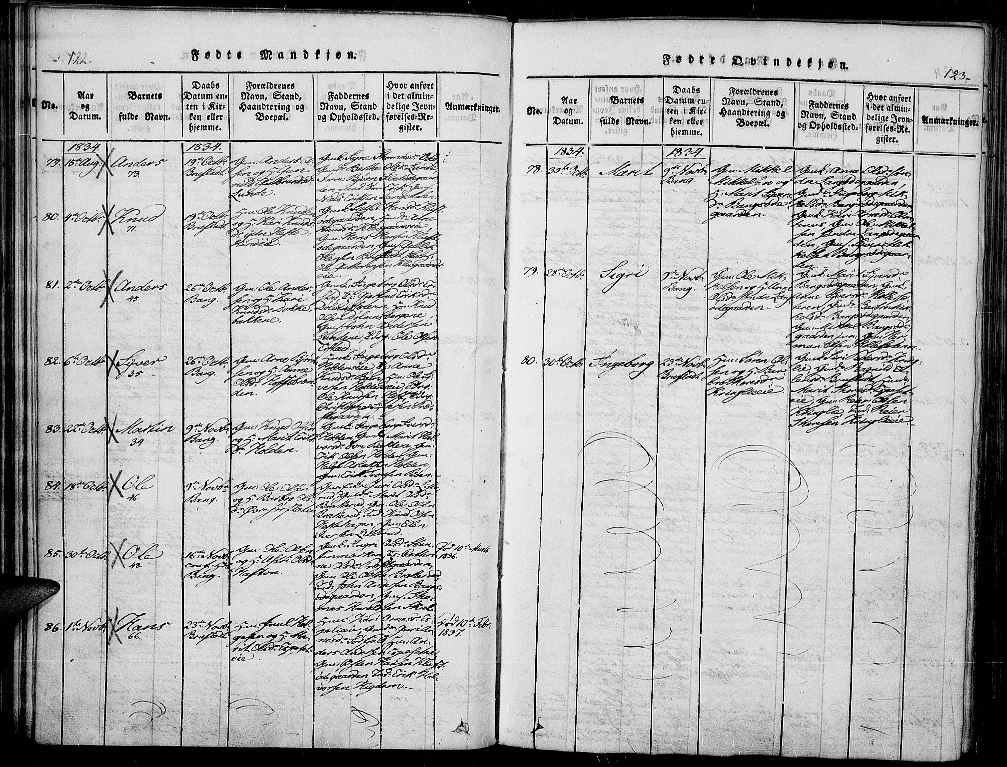 Sør-Aurdal prestekontor, AV/SAH-PREST-128/H/Ha/Haa/L0003: Parish register (official) no. 3, 1825-1840, p. 122-123