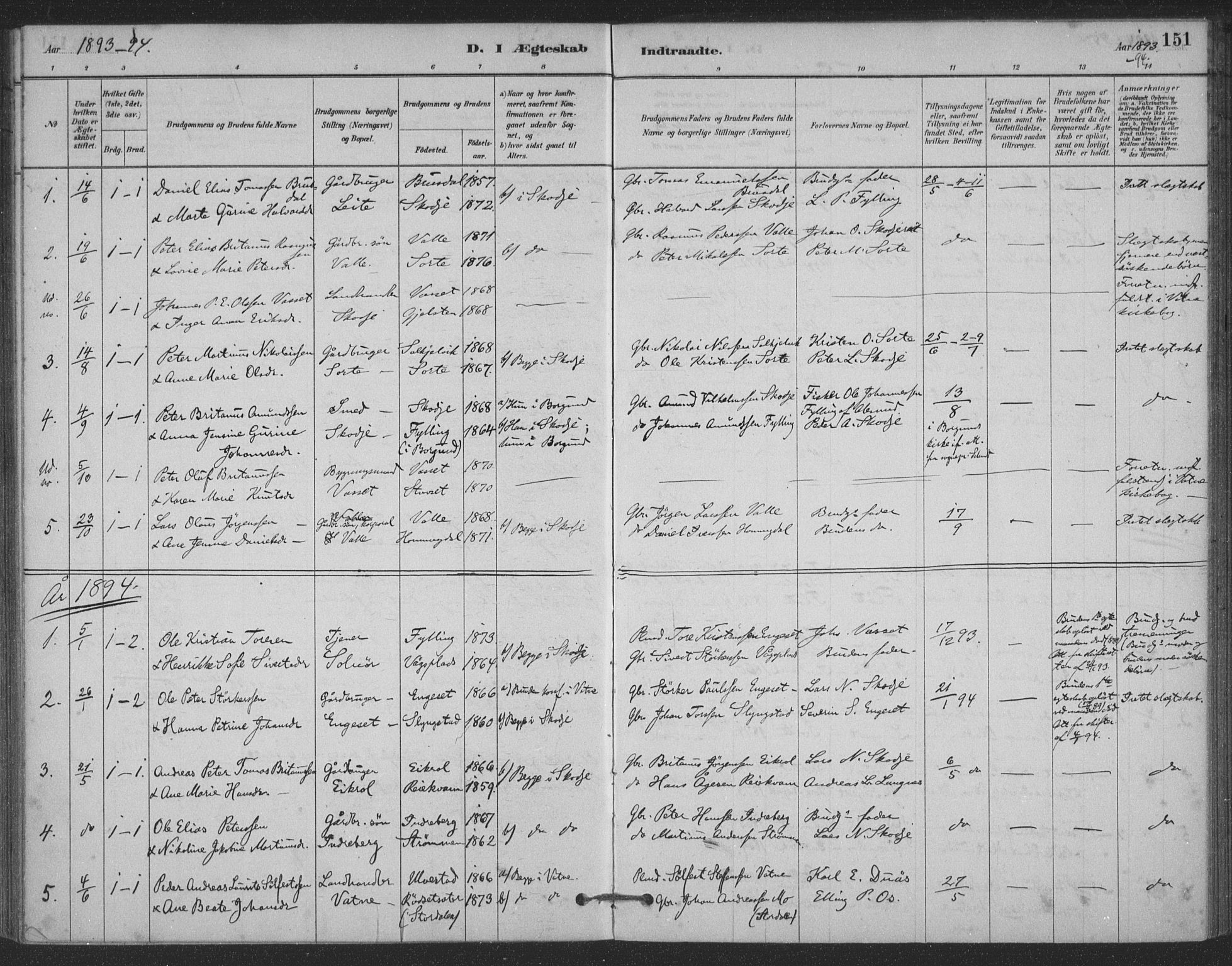 Ministerialprotokoller, klokkerbøker og fødselsregistre - Møre og Romsdal, AV/SAT-A-1454/524/L0356: Parish register (official) no. 524A08, 1880-1899, p. 151