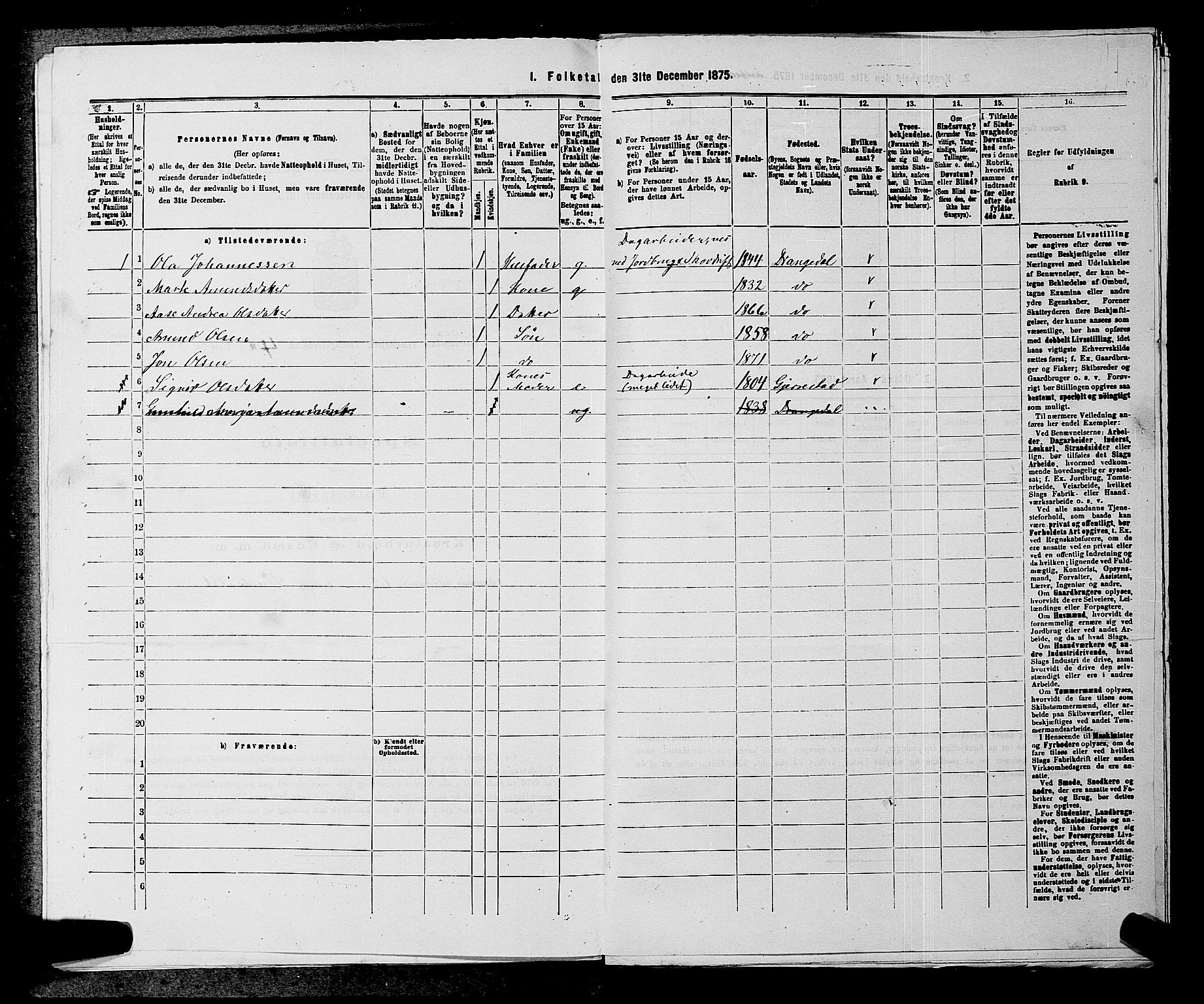 SAKO, 1875 census for 0817P Drangedal, 1875, p. 423