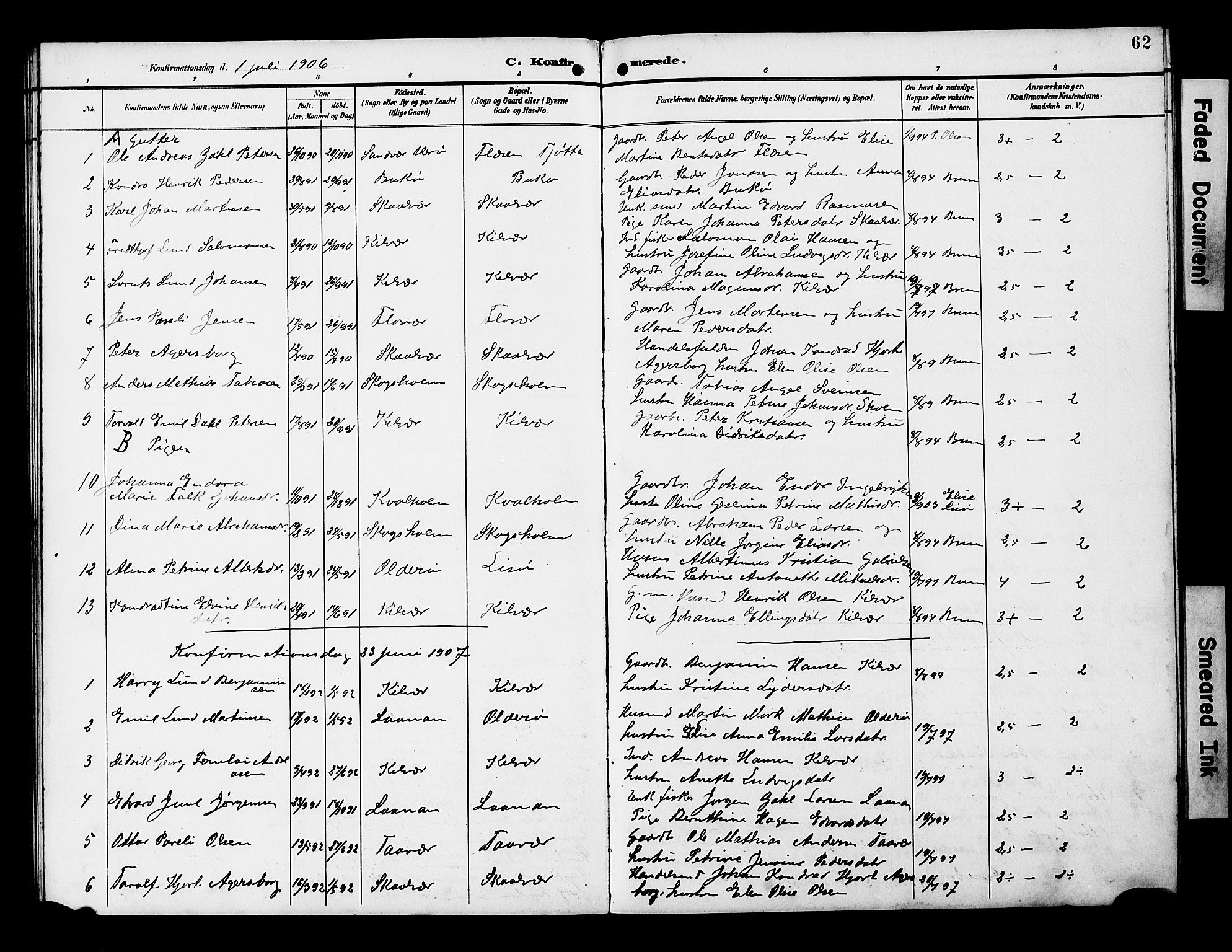 Ministerialprotokoller, klokkerbøker og fødselsregistre - Nordland, AV/SAT-A-1459/818/L0273: Parish register (copy) no. 818C01, 1893-1928, p. 62