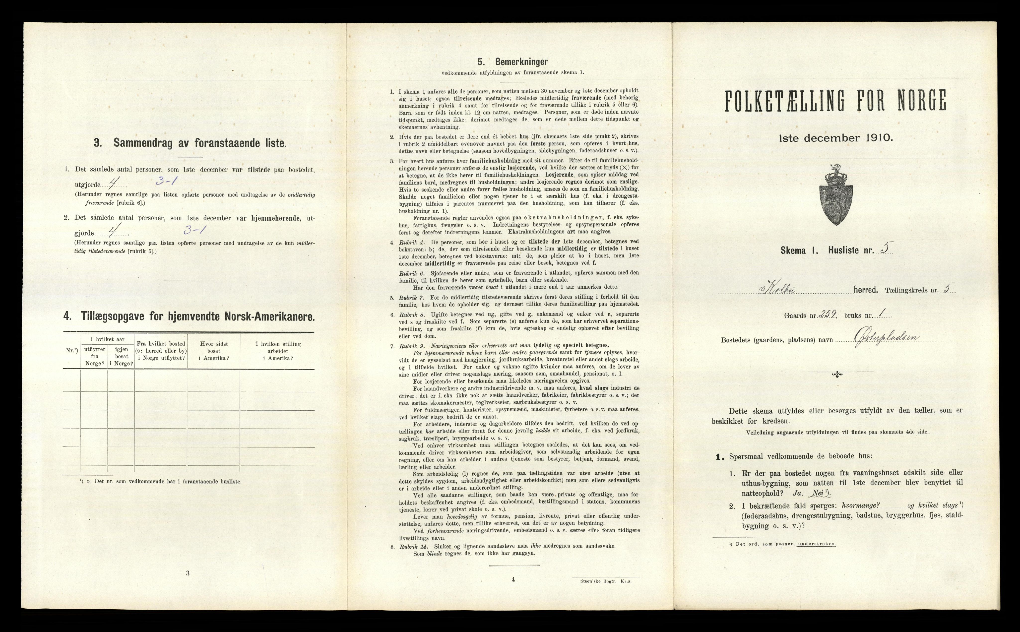 RA, 1910 census for Kolbu, 1910, p. 748