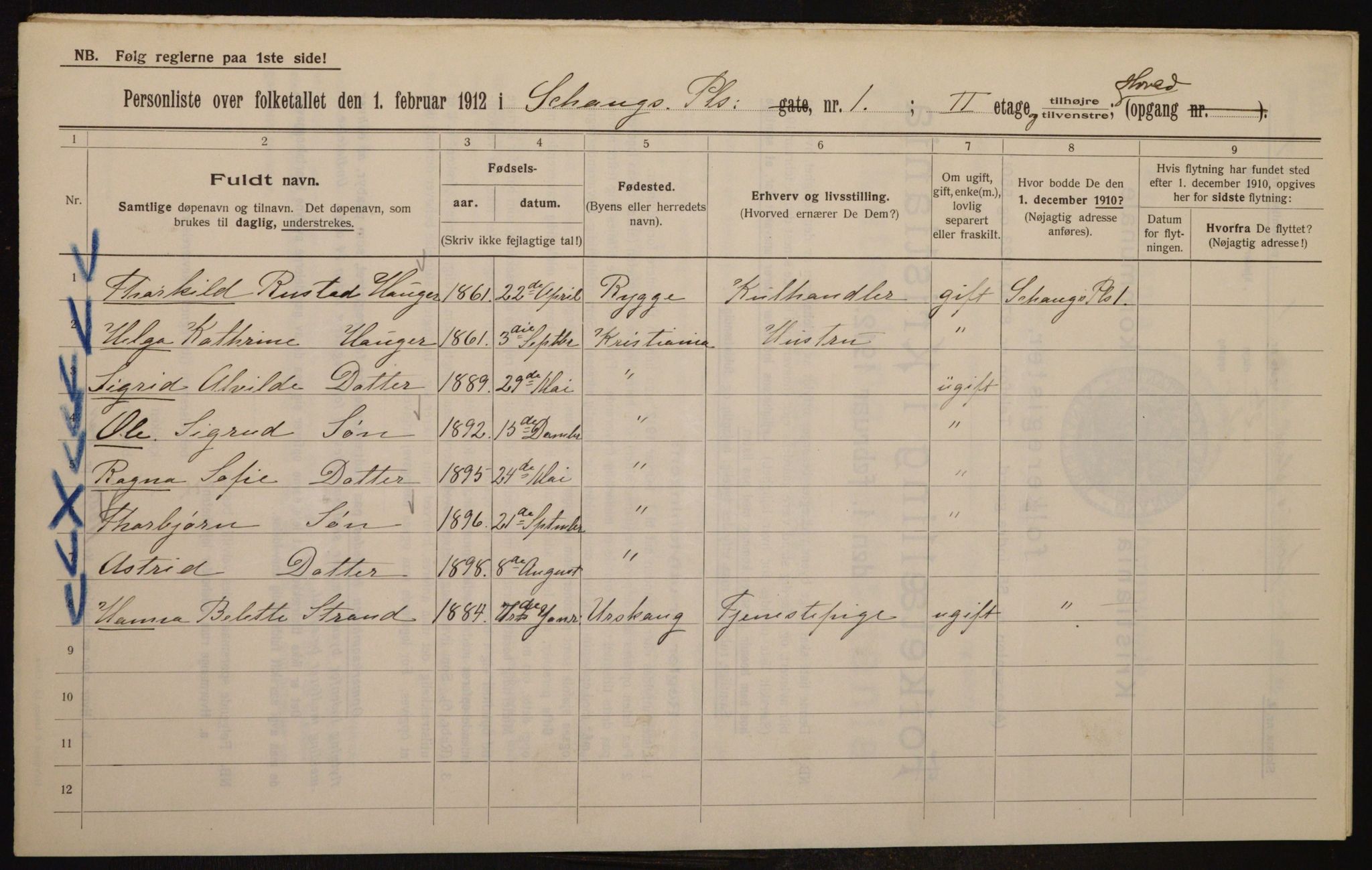 OBA, Municipal Census 1912 for Kristiania, 1912, p. 90517