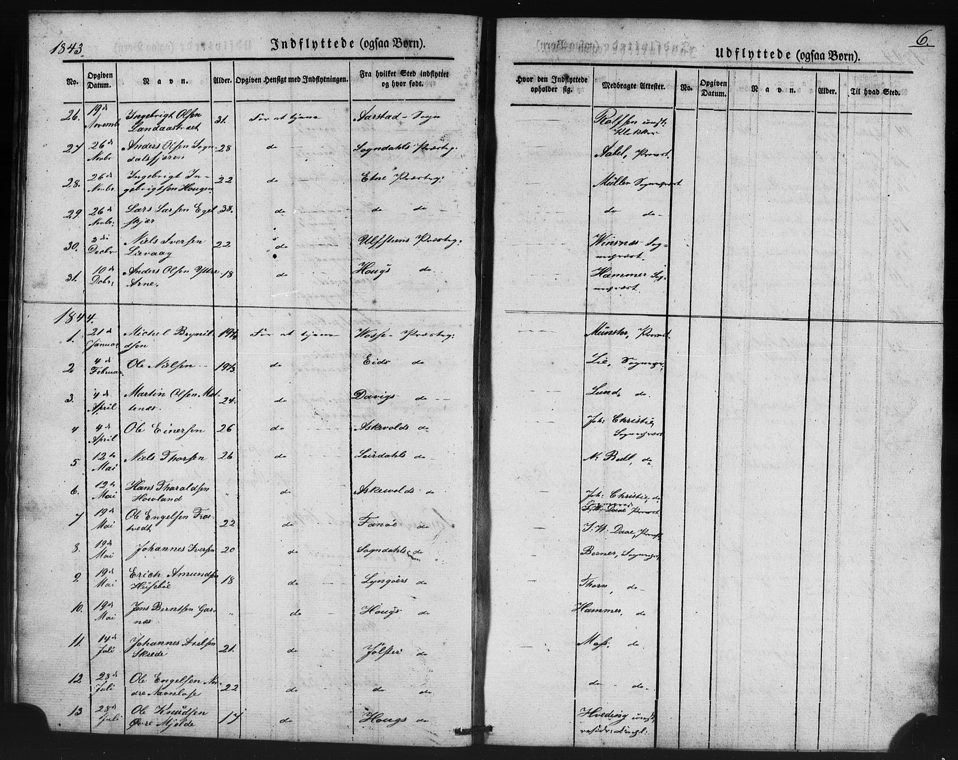 Domkirken sokneprestembete, SAB/A-74801/H/Haa/L0046: Parish register (official) no. F 1, 1841-1852, p. 6