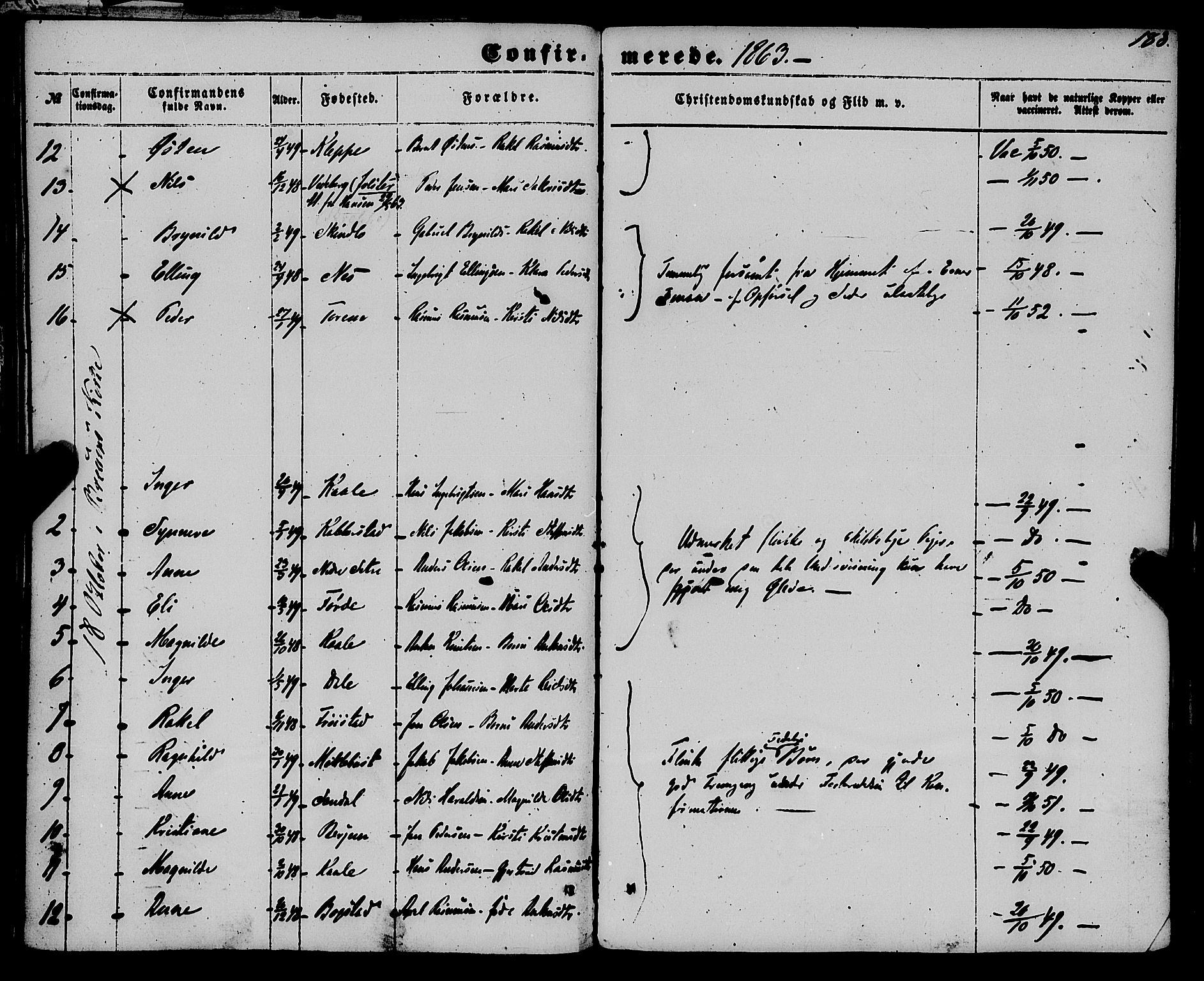 Gloppen sokneprestembete, AV/SAB-A-80101/H/Haa/Haaa/L0009: Parish register (official) no. A 9, 1855-1870, p. 183