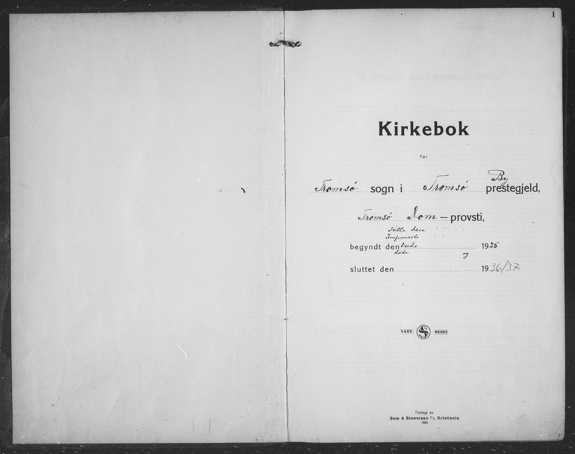 Tromsø sokneprestkontor/stiftsprosti/domprosti, AV/SATØ-S-1343/G/Gb/L0010klokker: Parish register (copy) no. 10, 1925-1937, p. 1