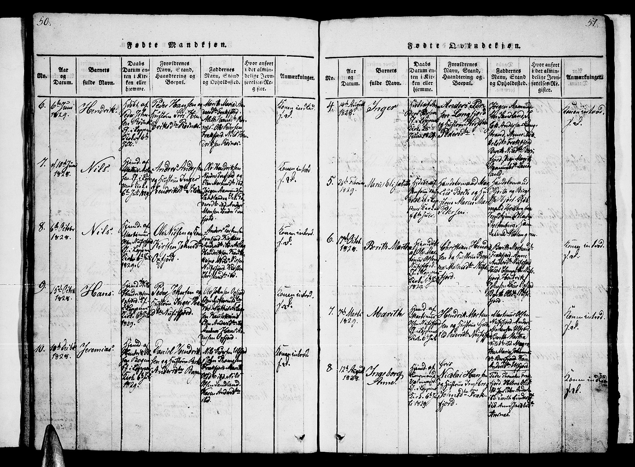 Loppa sokneprestkontor, AV/SATØ-S-1339/H/Hb/L0001klokker: Parish register (copy) no. 1, 1820-1849, p. 50-51