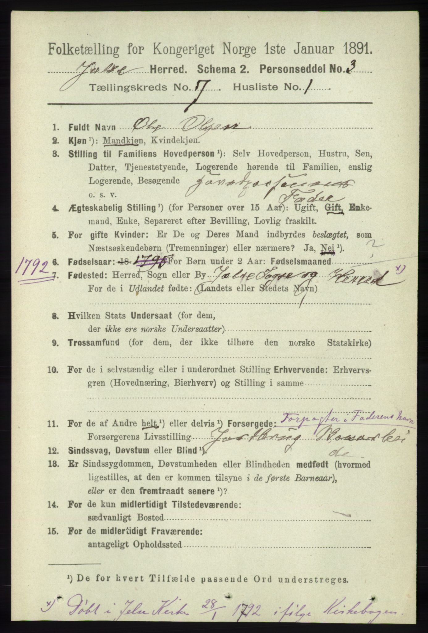 RA, 1891 census for 1138 Jelsa, 1891, p. 1548