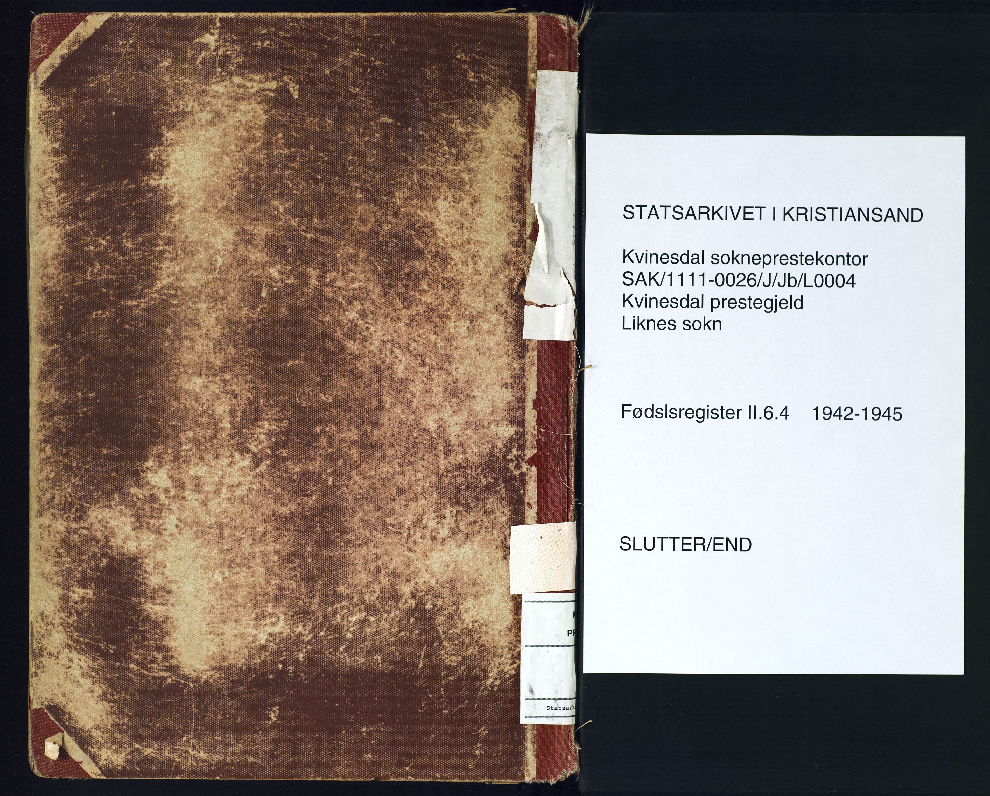 Kvinesdal sokneprestkontor, SAK/1111-0026/J/Jb/L0004: Birth register no. II.6.4, 1942-1945
