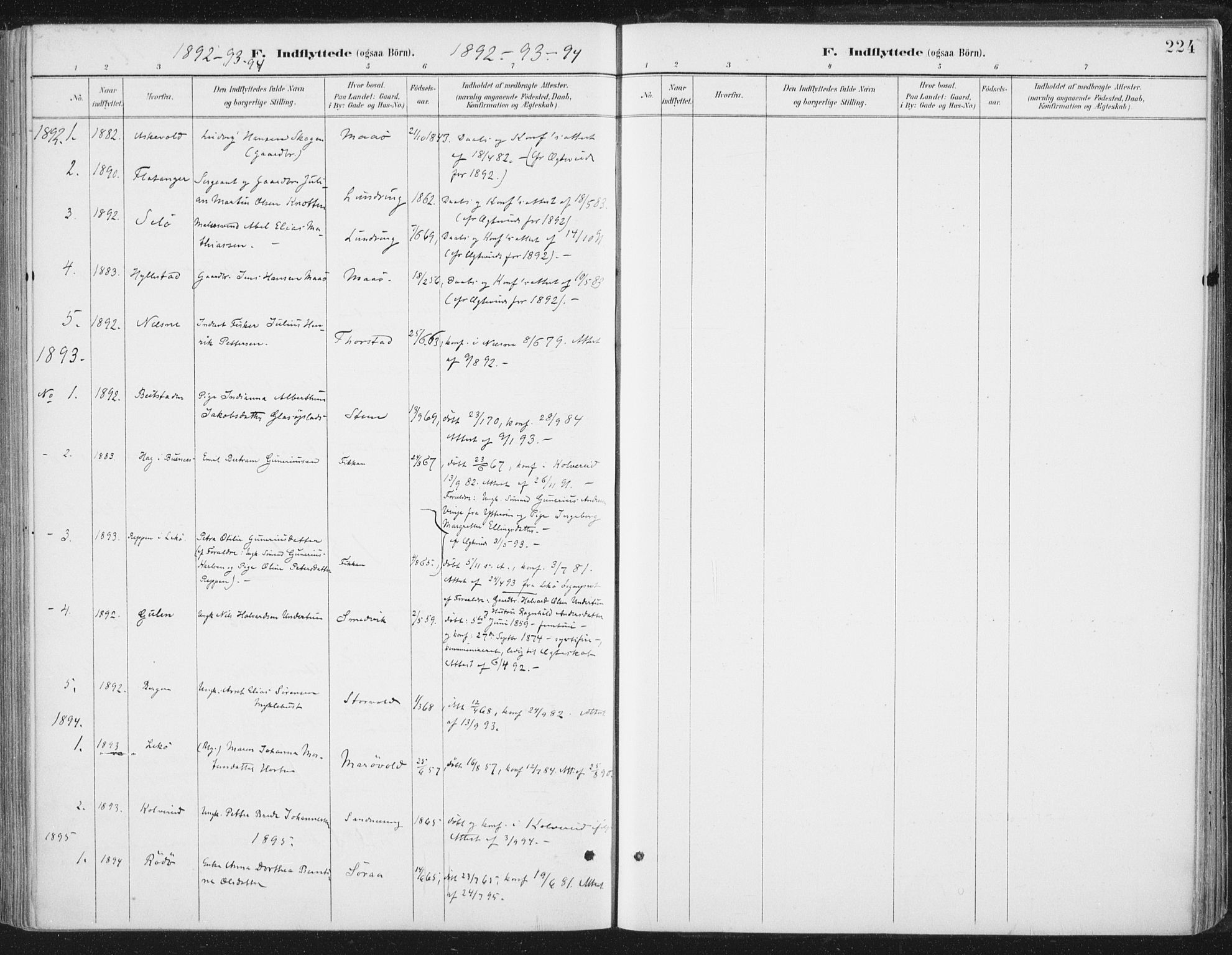 Ministerialprotokoller, klokkerbøker og fødselsregistre - Nord-Trøndelag, SAT/A-1458/784/L0673: Parish register (official) no. 784A08, 1888-1899, p. 224