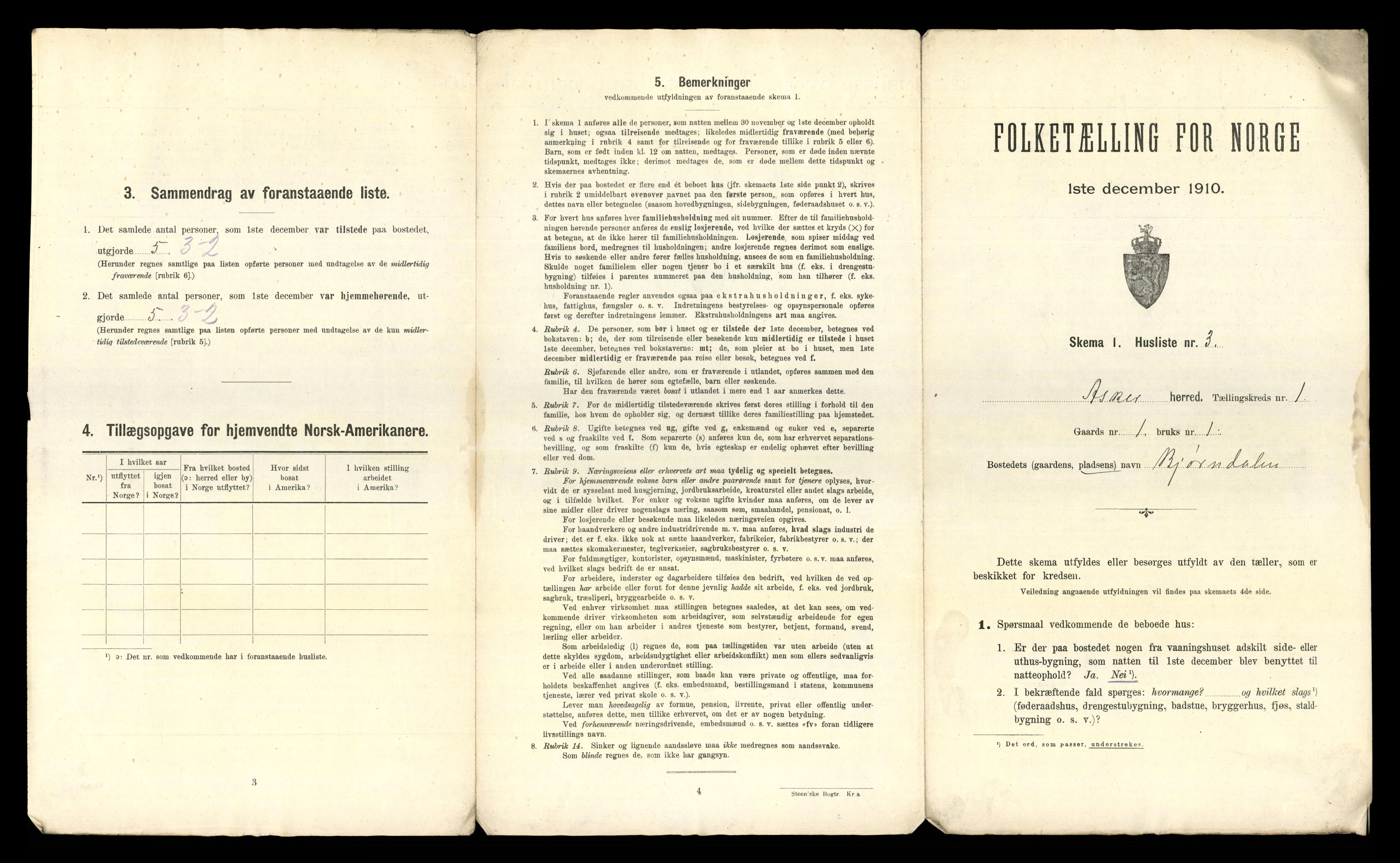 RA, 1910 census for Asker, 1910, p. 46