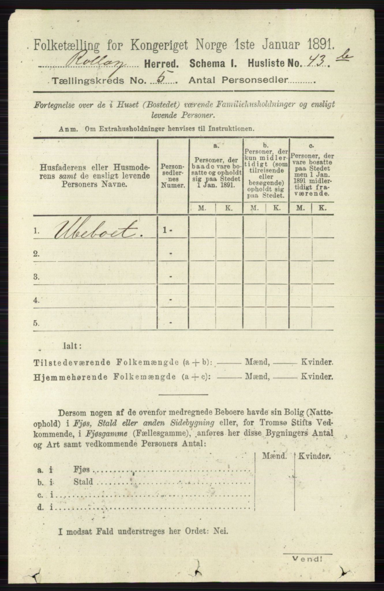 RA, 1891 census for 0632 Rollag, 1891, p. 1677