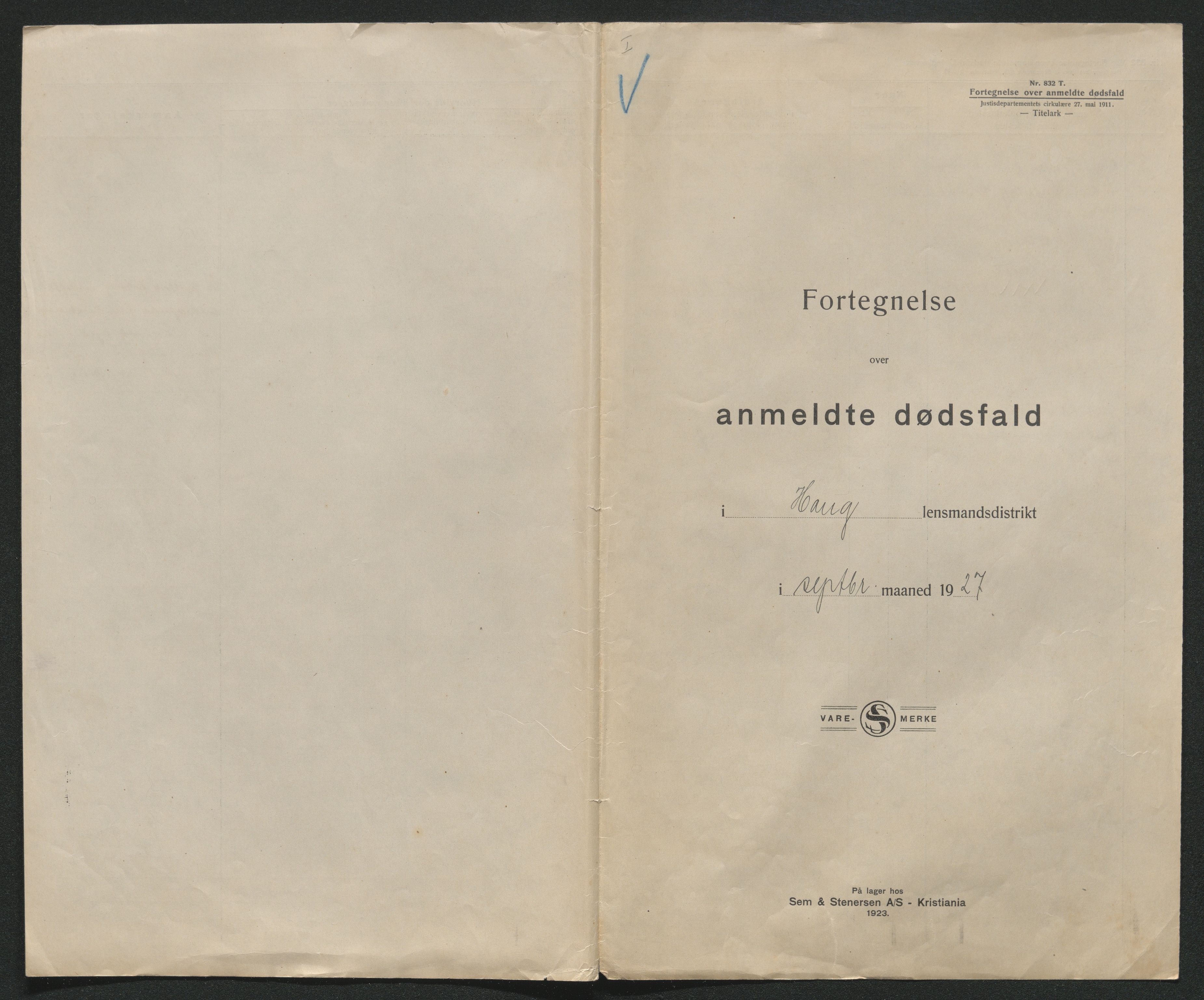 Eiker, Modum og Sigdal sorenskriveri, AV/SAKO-A-123/H/Ha/Hab/L0044: Dødsfallsmeldinger, 1926-1927, p. 912