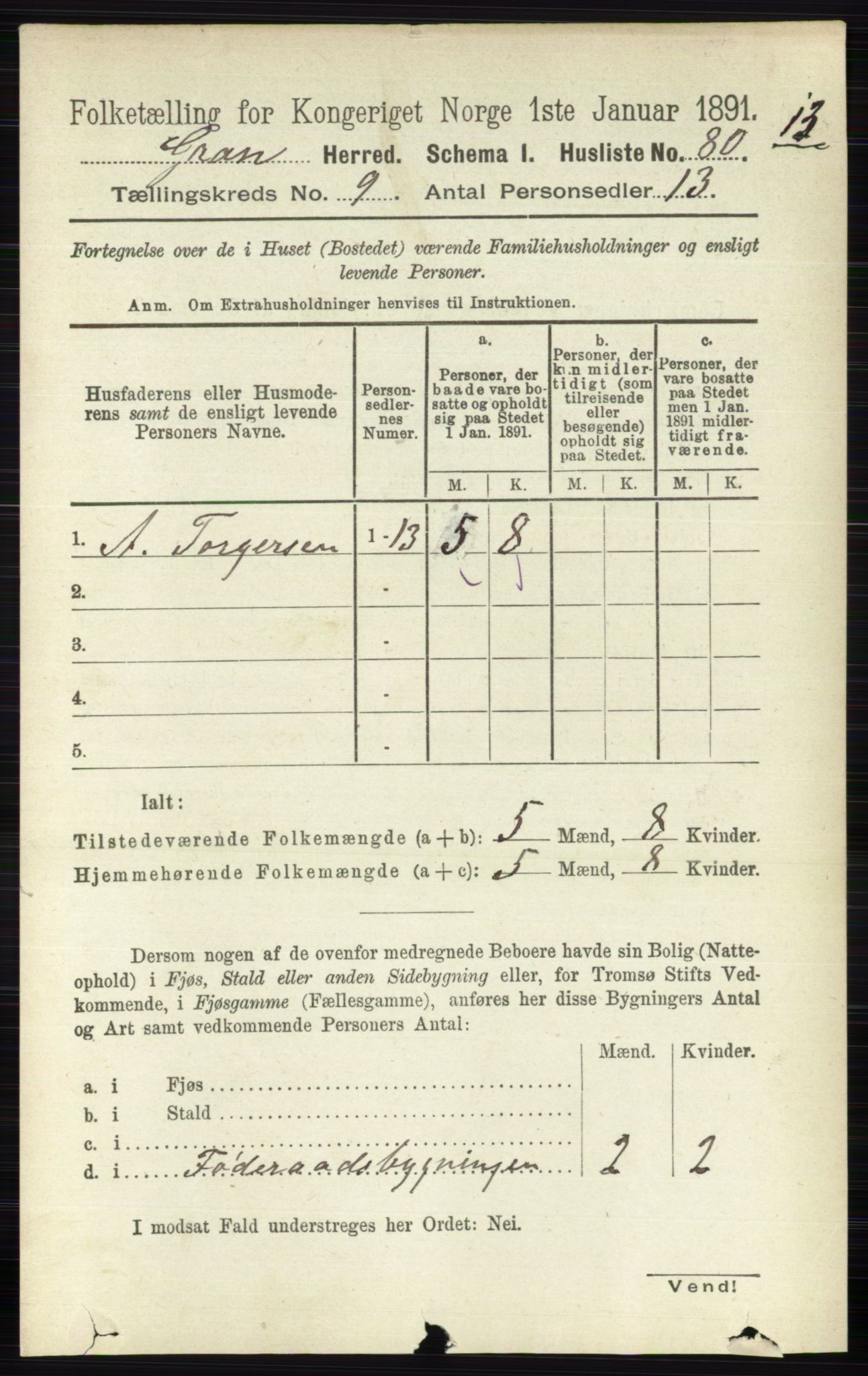 RA, 1891 census for 0534 Gran, 1891, p. 4133