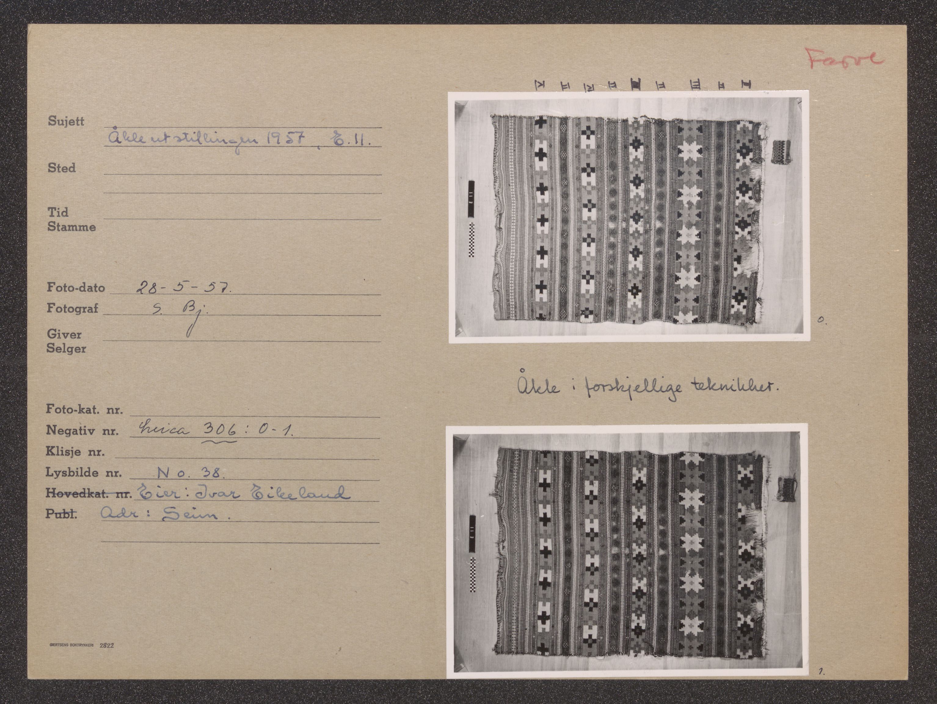 Åkleprosjektet 1957, UMB/A008/F/Fa/L0001/0001: Registreringskort Smettåkle A-H / Smettåkler A -E, 1957