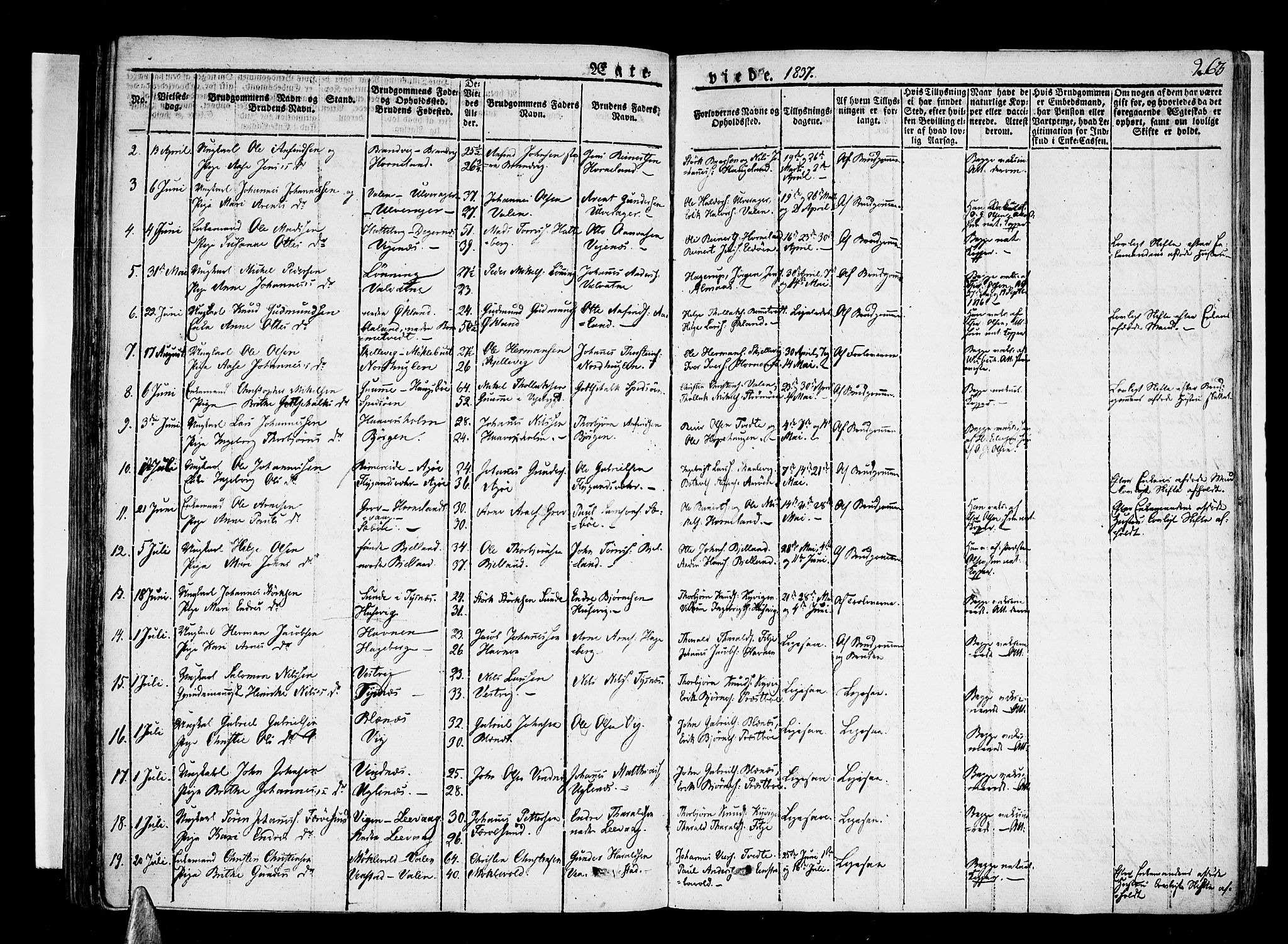 Stord sokneprestembete, SAB/A-78201/H/Haa: Parish register (official) no. A 6, 1826-1840, p. 263