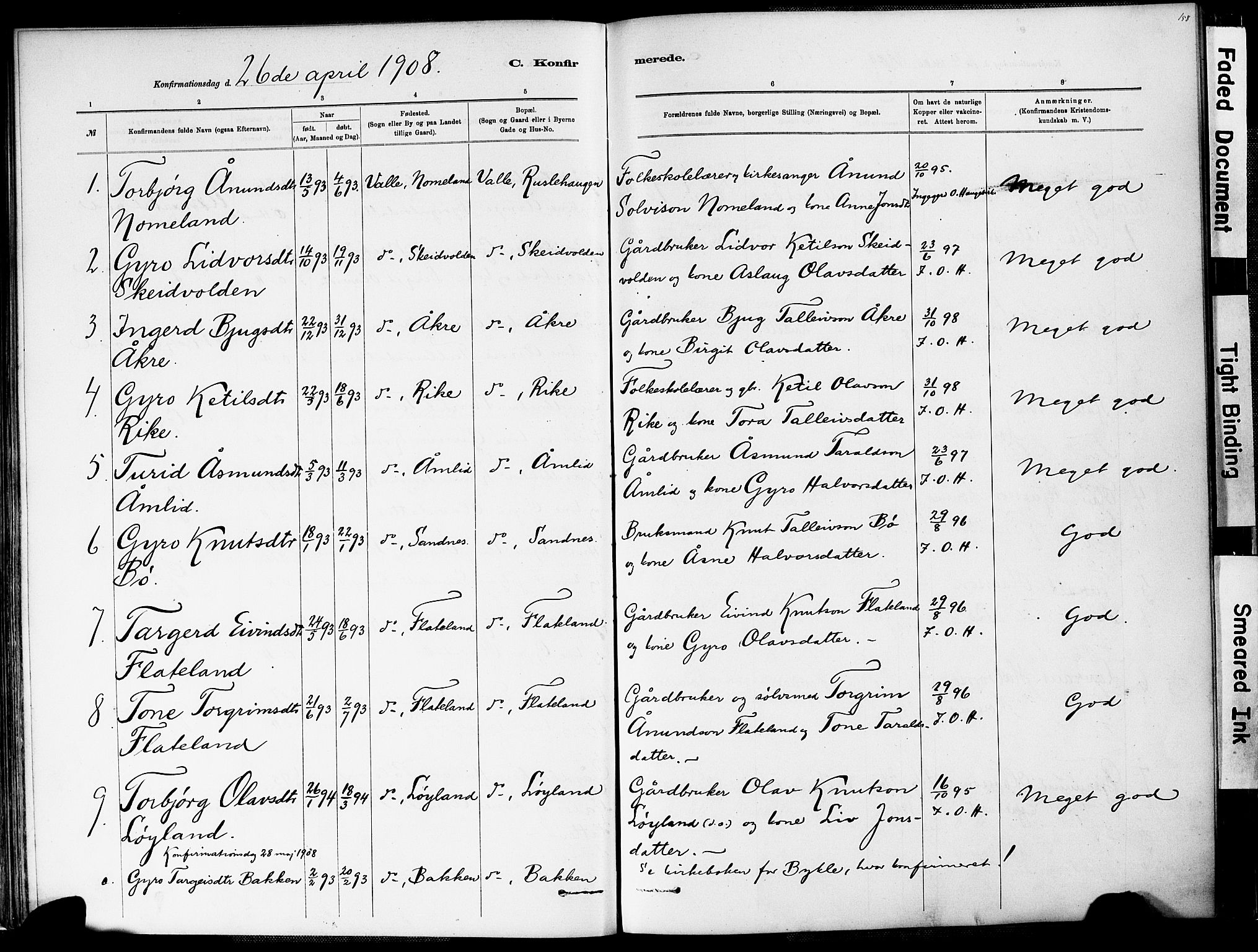 Valle sokneprestkontor, AV/SAK-1111-0044/F/Fa/Fac/L0009: Parish register (official) no. A 9, 1882-1913, p. 158