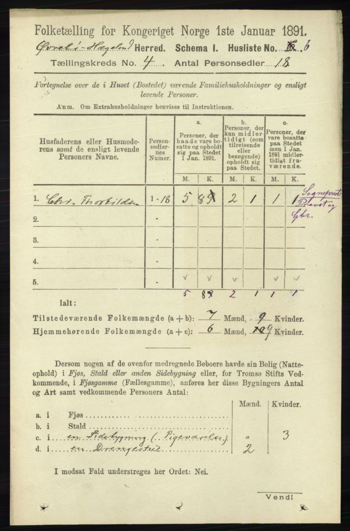 RA, 1891 census for 1016 Øvrebø og Hægeland, 1891, p. 653