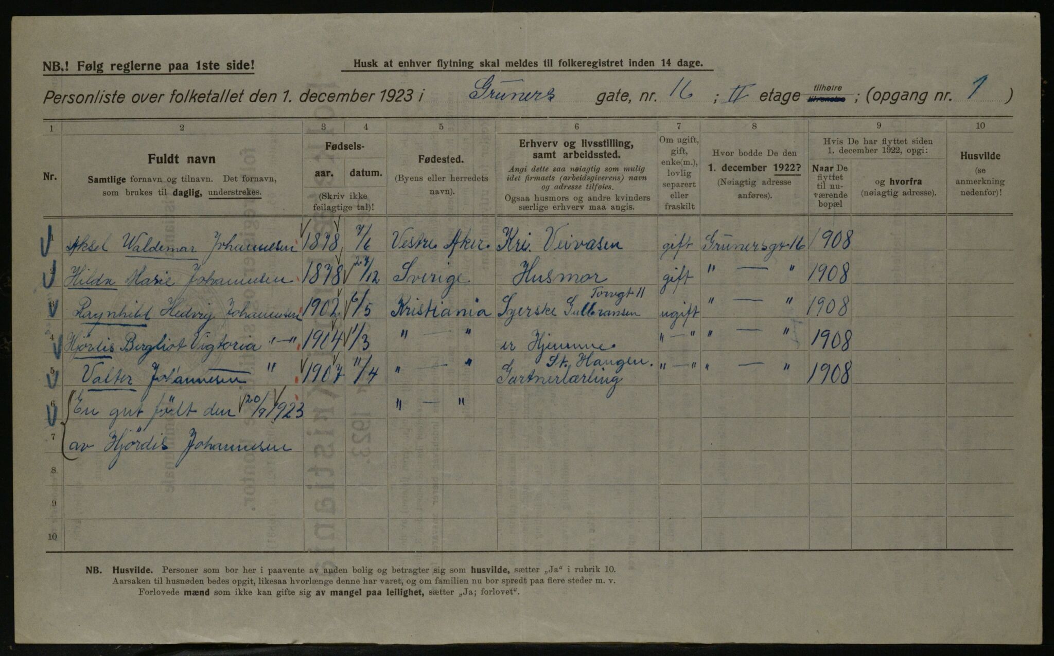 OBA, Municipal Census 1923 for Kristiania, 1923, p. 34994