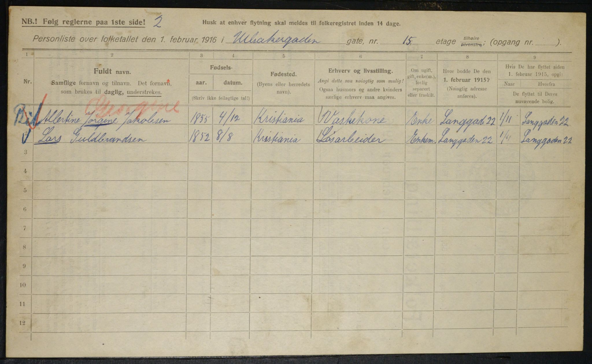 OBA, Municipal Census 1916 for Kristiania, 1916, p. 122440