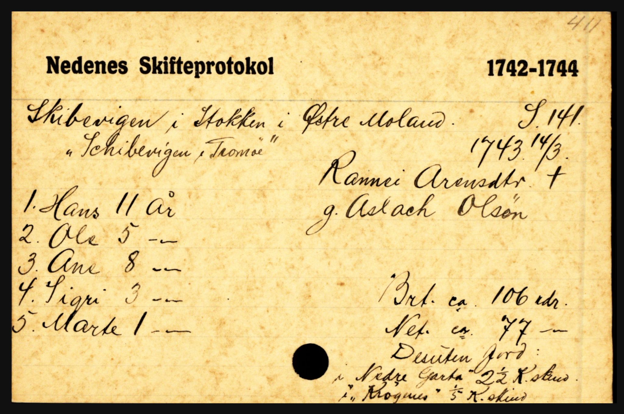 Nedenes sorenskriveri før 1824, AV/SAK-1221-0007/H, p. 26703