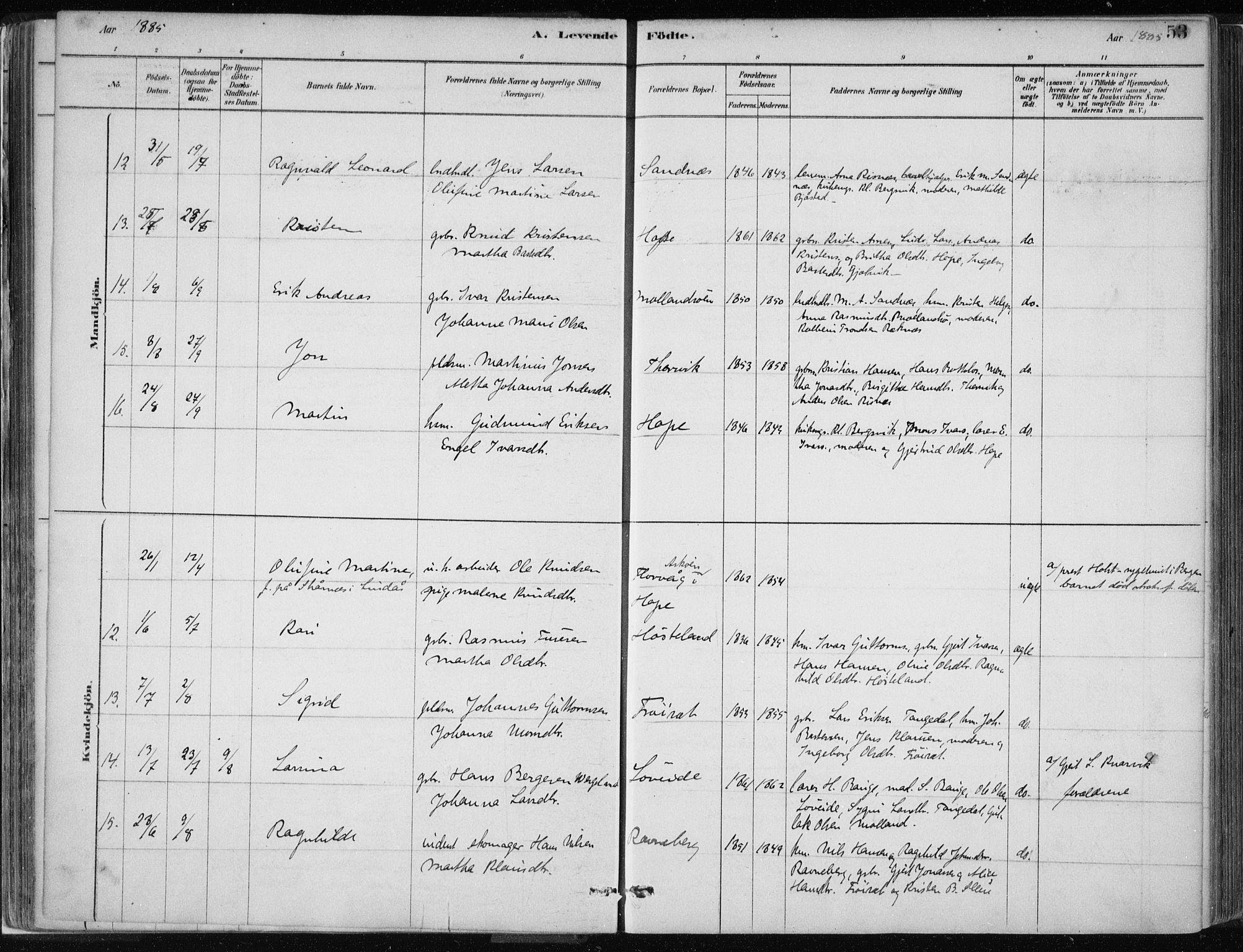Masfjorden sokneprestembete, AV/SAB-A-77001: Parish register (official) no. B  1, 1876-1899, p. 53