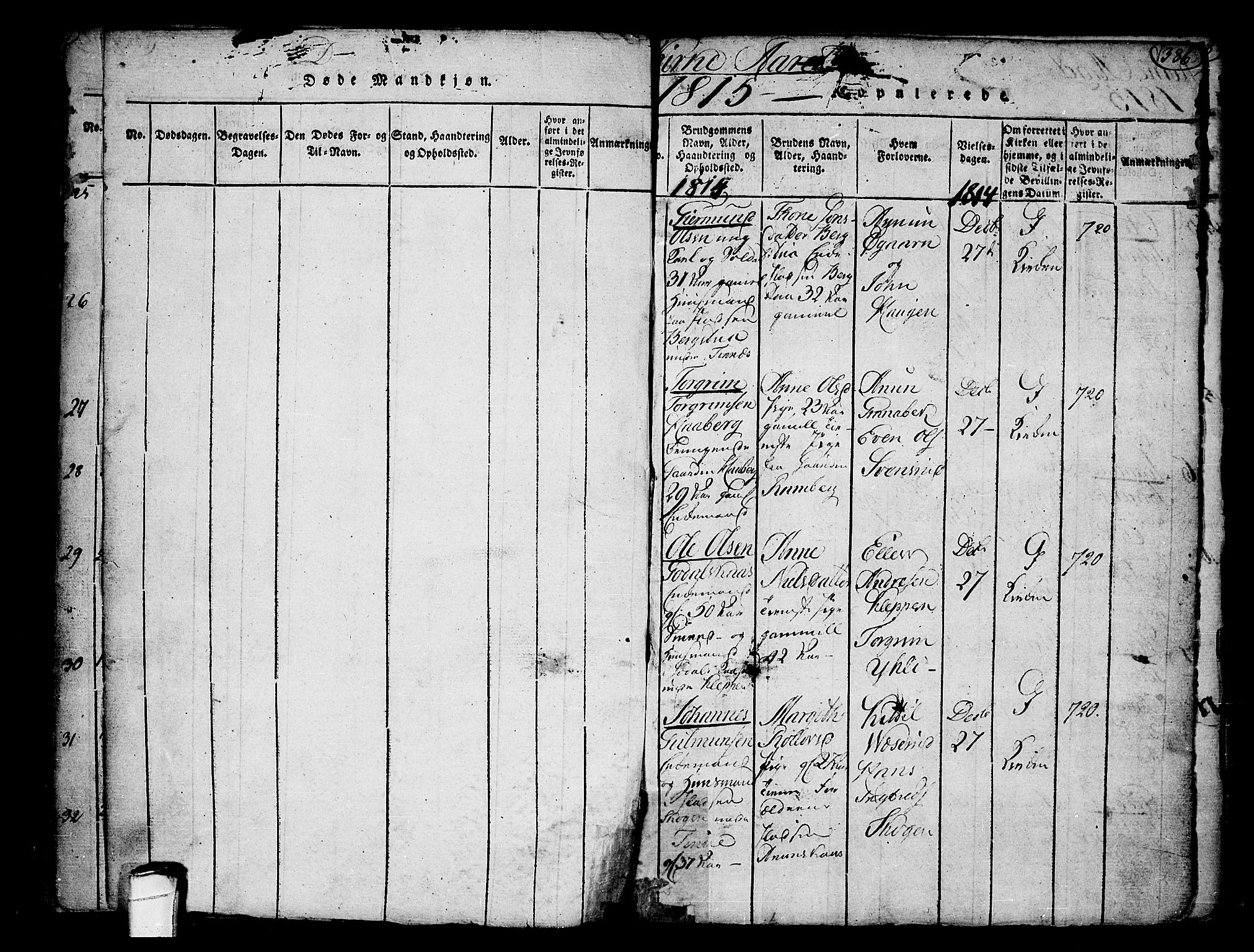 Heddal kirkebøker, AV/SAKO-A-268/F/Fa/L0005: Parish register (official) no. I 5, 1814-1837, p. 385-386