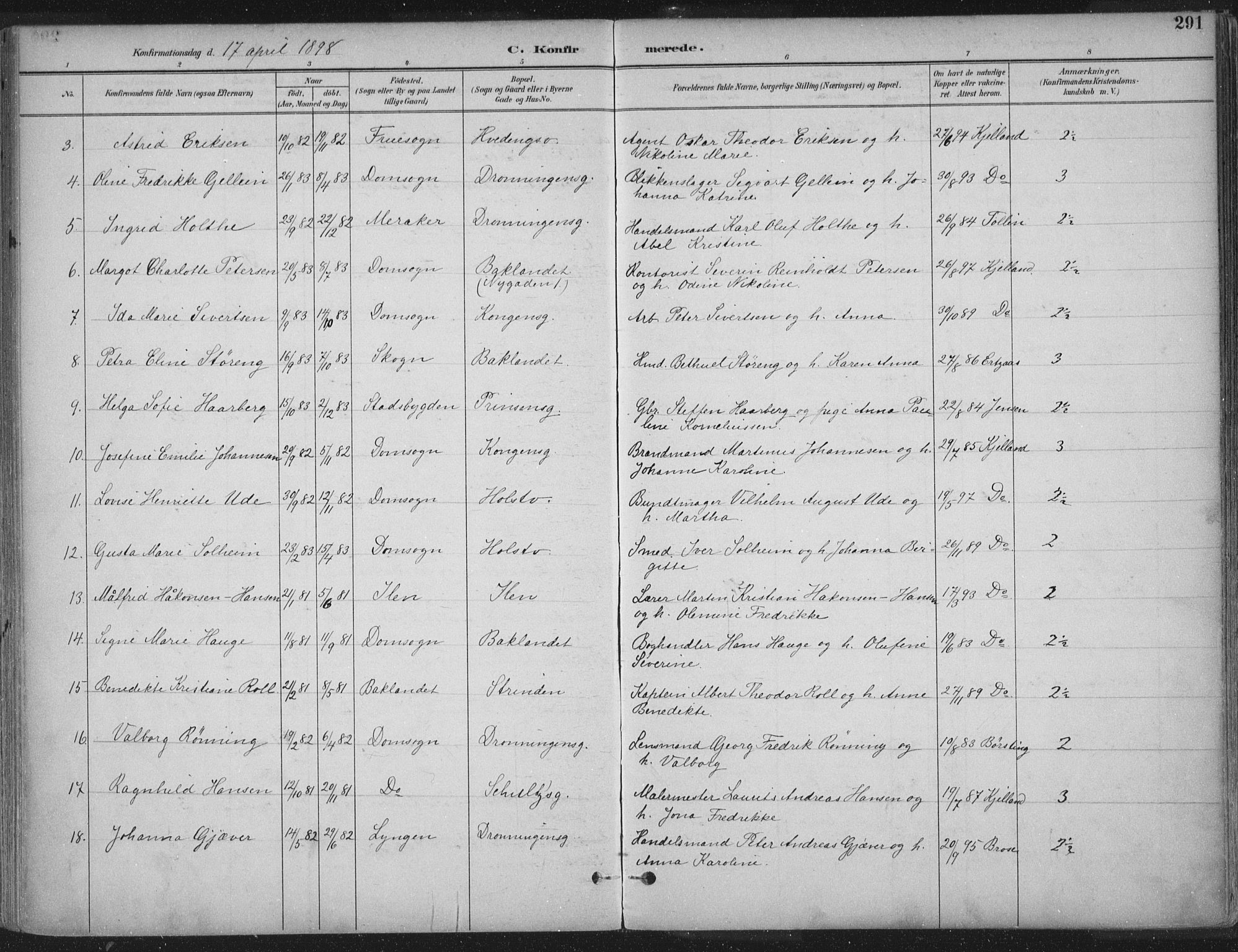 Ministerialprotokoller, klokkerbøker og fødselsregistre - Sør-Trøndelag, SAT/A-1456/601/L0062: Parish register (official) no. 601A30, 1891-1911, p. 291