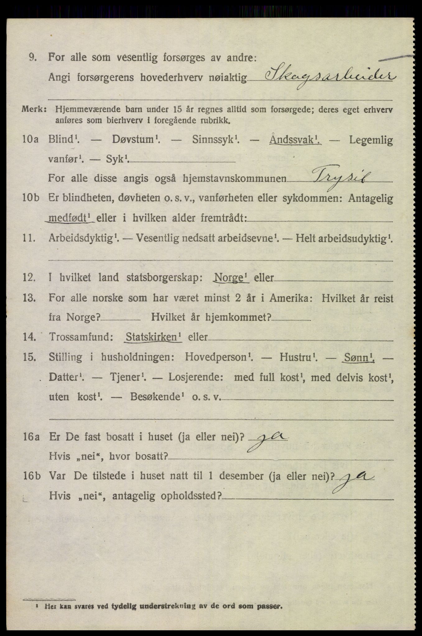 SAH, 1920 census for Trysil, 1920, p. 7858