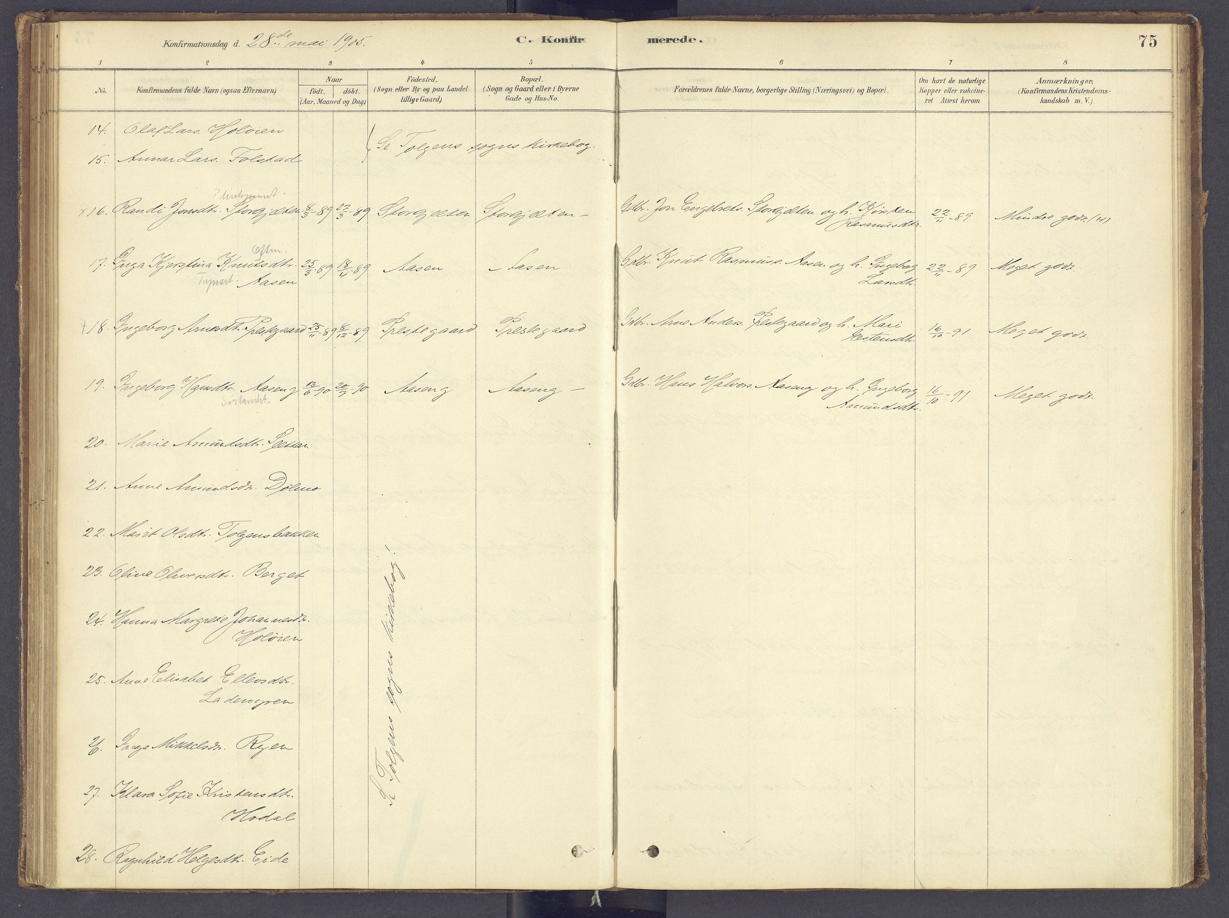 Tolga prestekontor, SAH/PREST-062/K/L0012: Parish register (official) no. 12, 1877-1925, p. 75