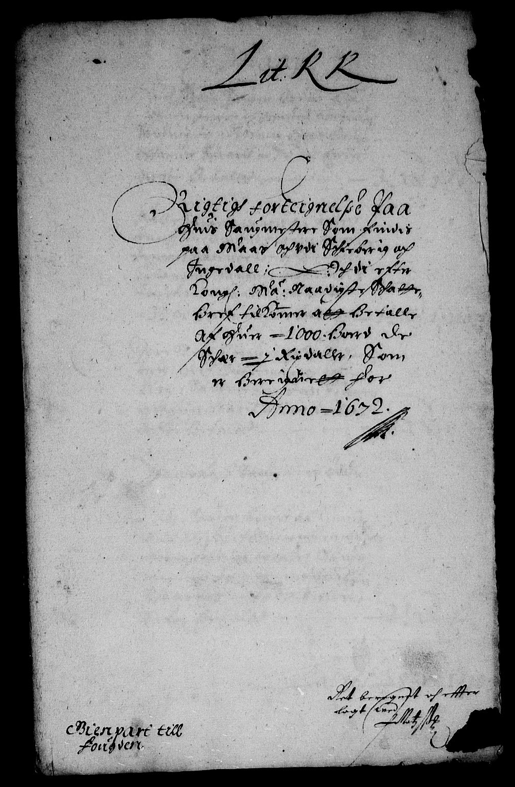 Rentekammeret inntil 1814, Reviderte regnskaper, Stiftamtstueregnskaper, Landkommissariatet på Akershus og Akershus stiftamt, AV/RA-EA-5869/R/Rb/L0084: Akershus stiftamt, 1672