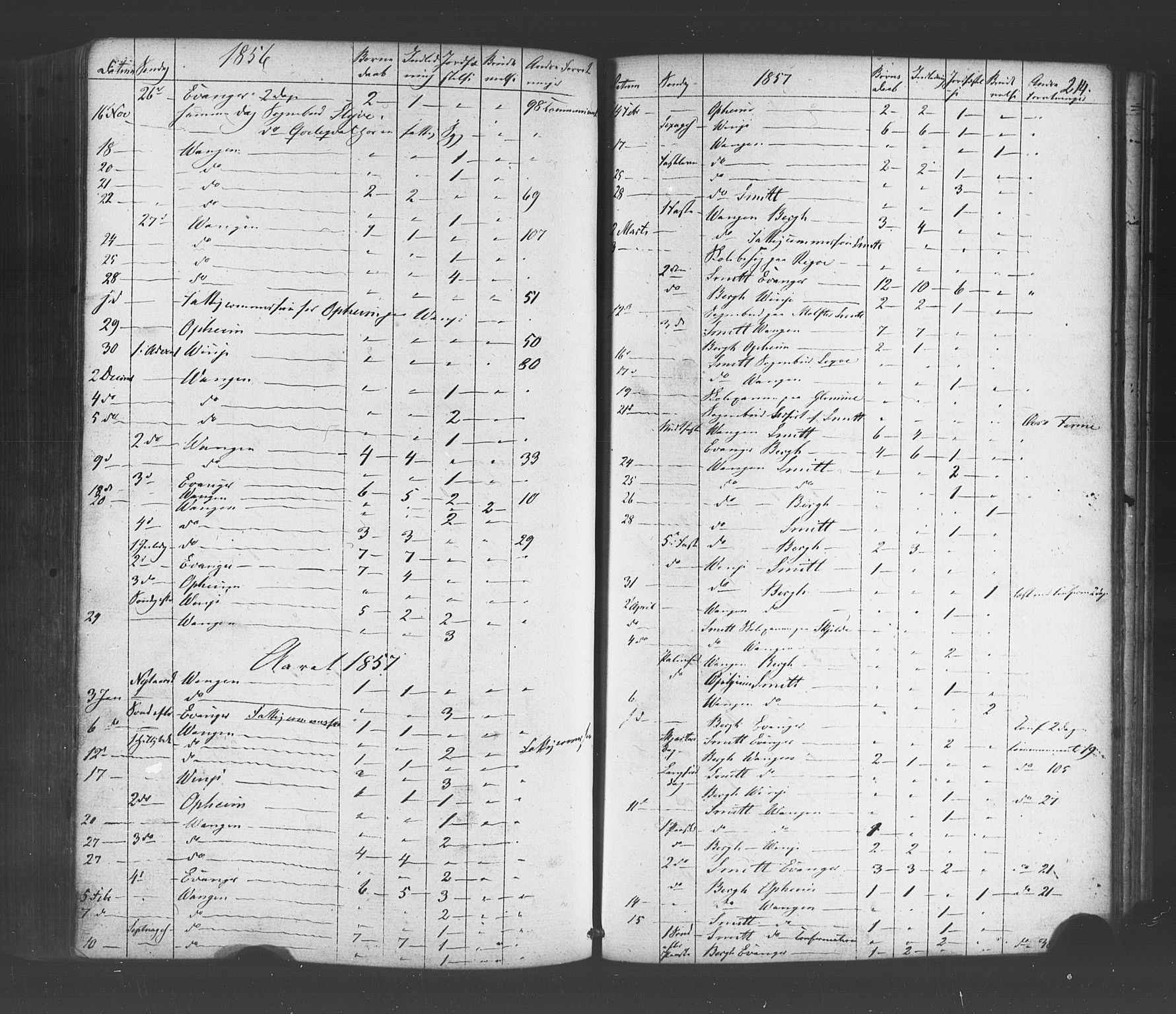 Voss sokneprestembete, SAB/A-79001/H/Haa: Parish register (official) no. A 19, 1851-1886, p. 214