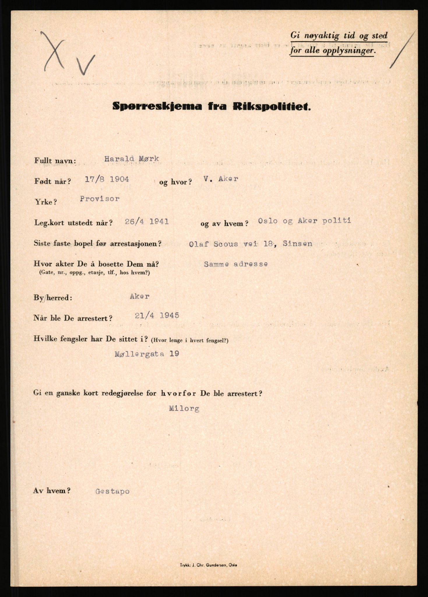 Rikspolitisjefen, AV/RA-S-1560/L/L0012: Mogensen, Øivind - Noraas, Lars, 1940-1945, p. 318