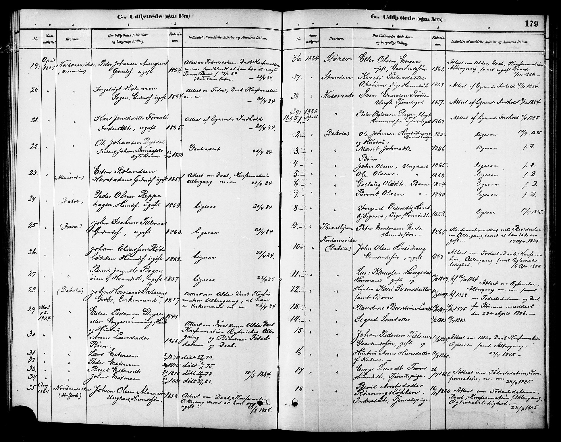 Ministerialprotokoller, klokkerbøker og fødselsregistre - Sør-Trøndelag, AV/SAT-A-1456/688/L1024: Parish register (official) no. 688A01, 1879-1890, p. 179