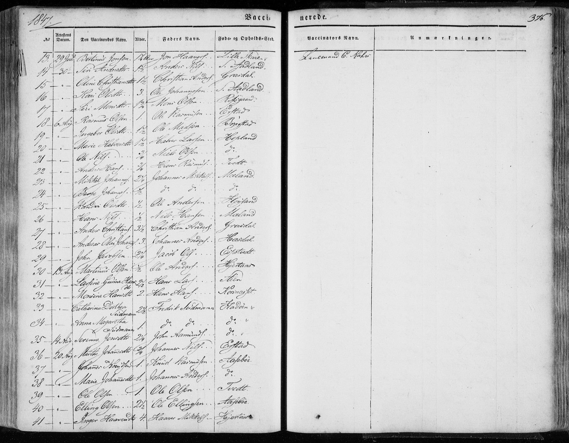 Hamre sokneprestembete, AV/SAB-A-75501/H/Ha/Haa/Haaa/L0013: Parish register (official) no. A 13, 1846-1857, p. 376