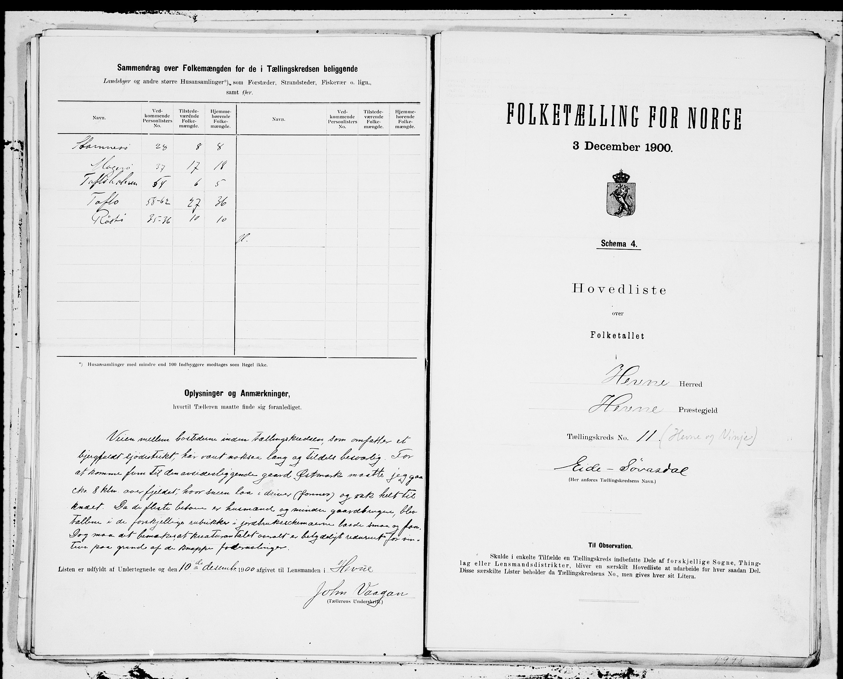 SAT, 1900 census for Hemne, 1900, p. 18