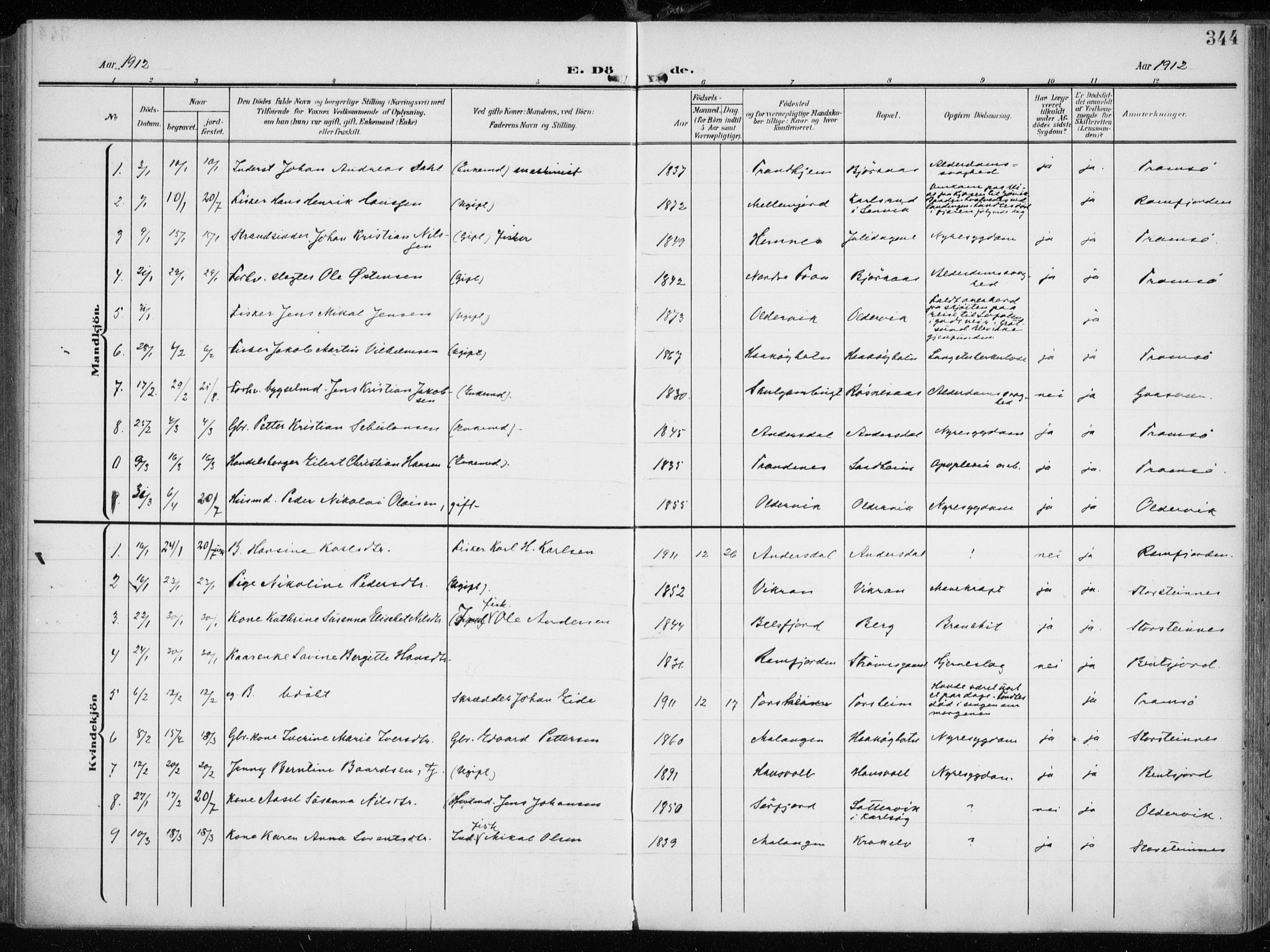 Tromsøysund sokneprestkontor, AV/SATØ-S-1304/G/Ga/L0007kirke: Parish register (official) no. 7, 1907-1914, p. 344