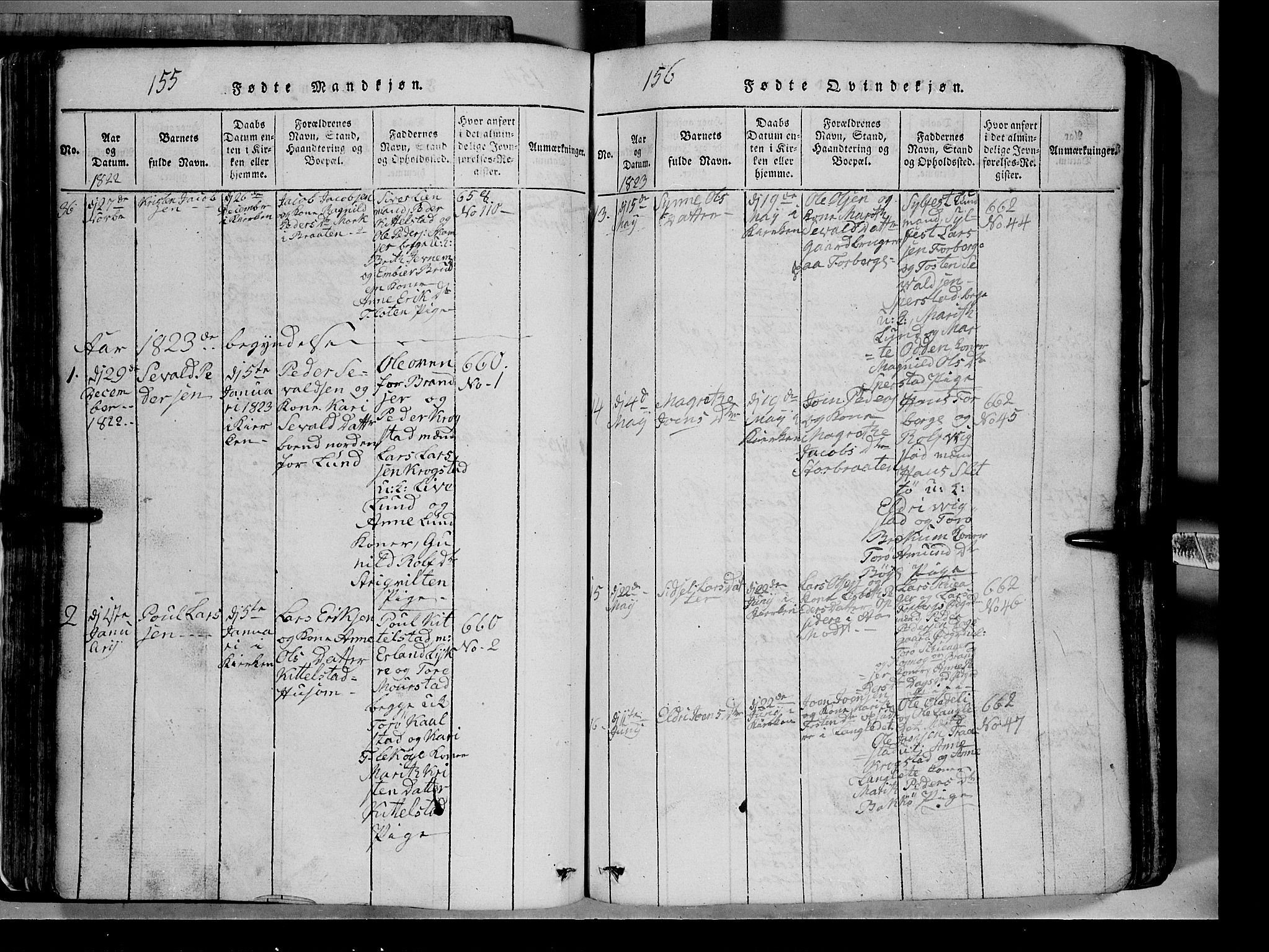 Lom prestekontor, SAH/PREST-070/L/L0003: Parish register (copy) no. 3, 1815-1844, p. 155-156