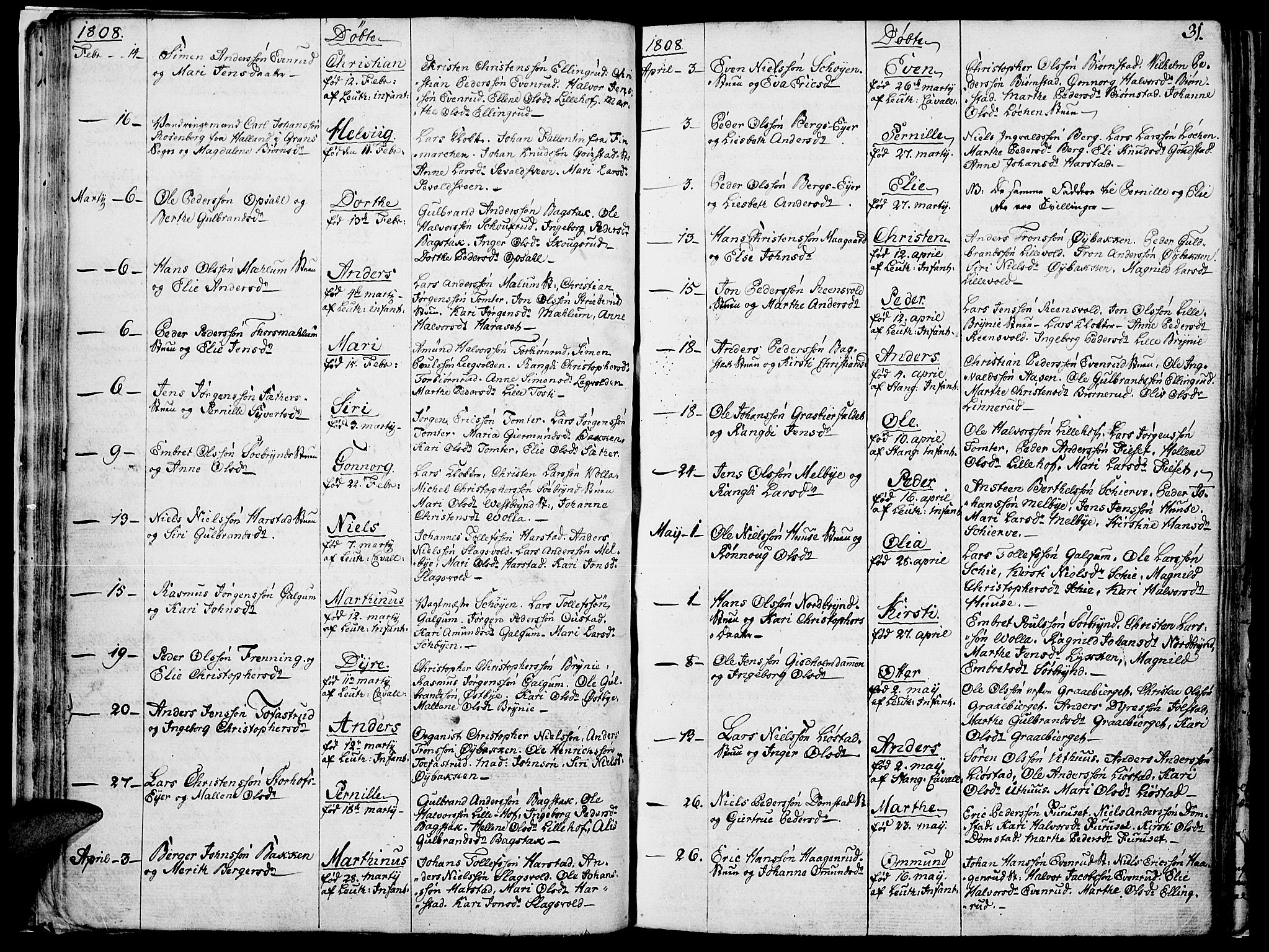 Romedal prestekontor, SAH/PREST-004/K/L0001: Parish register (official) no. 1, 1799-1814, p. 31
