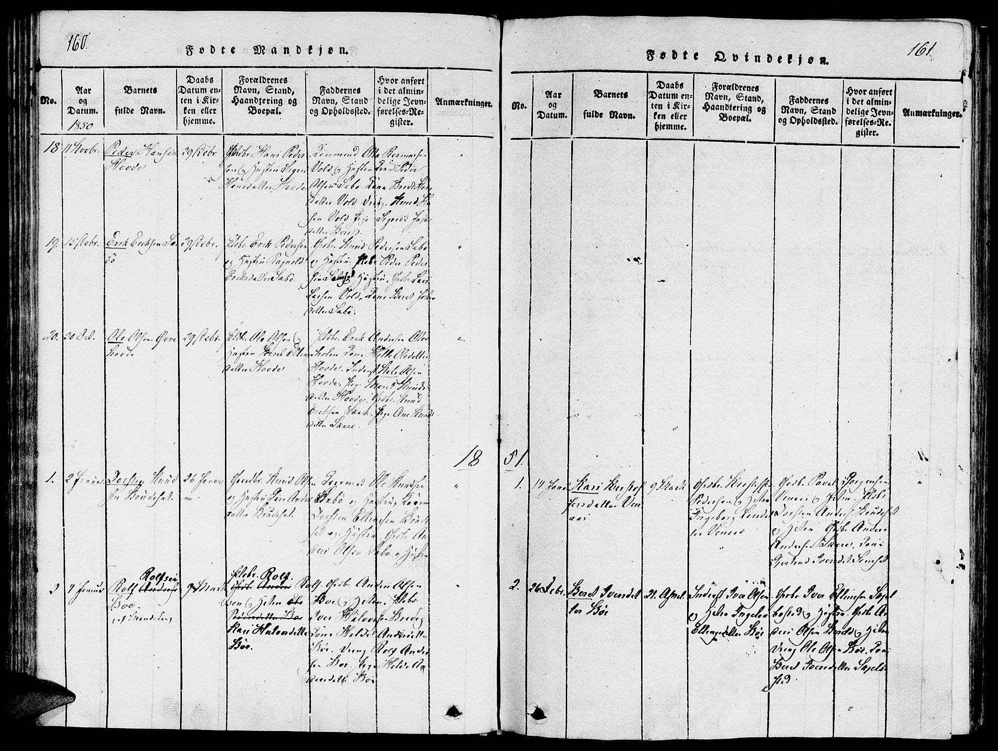 Ministerialprotokoller, klokkerbøker og fødselsregistre - Møre og Romsdal, SAT/A-1454/543/L0561: Parish register (official) no. 543A01, 1818-1853, p. 160-161
