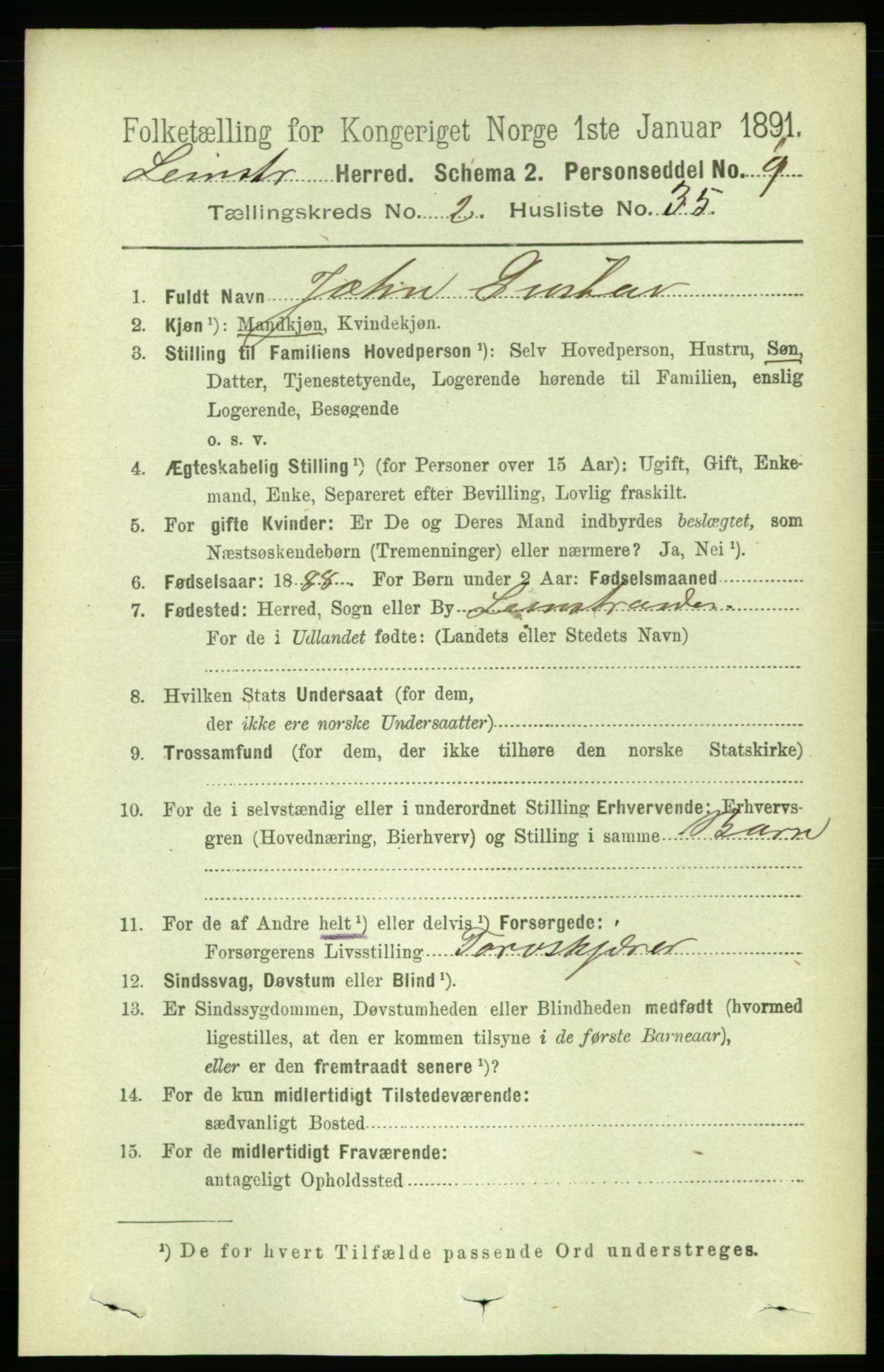 RA, 1891 census for 1654 Leinstrand, 1891, p. 721